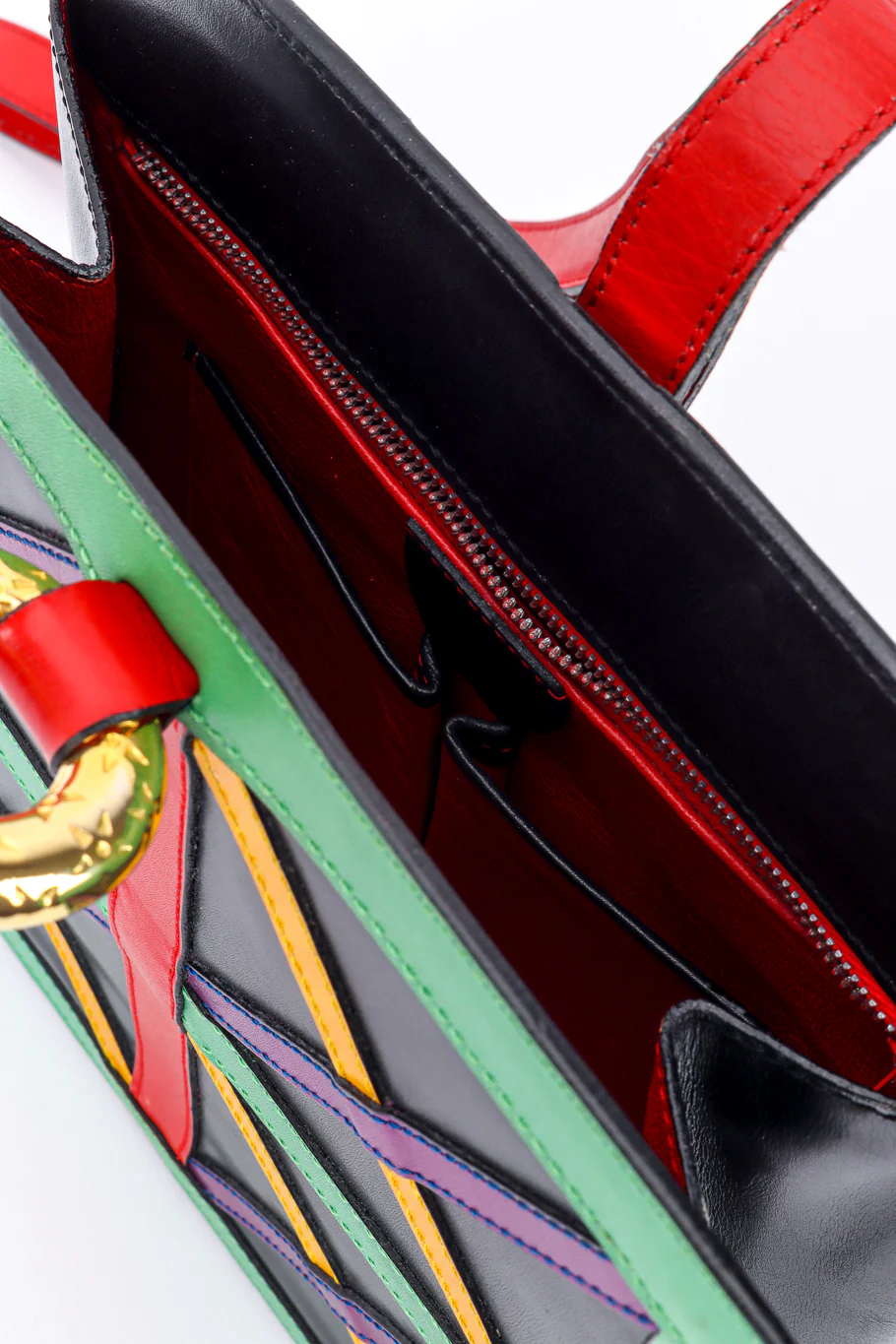 Leather Strip Square Bag - Image 7