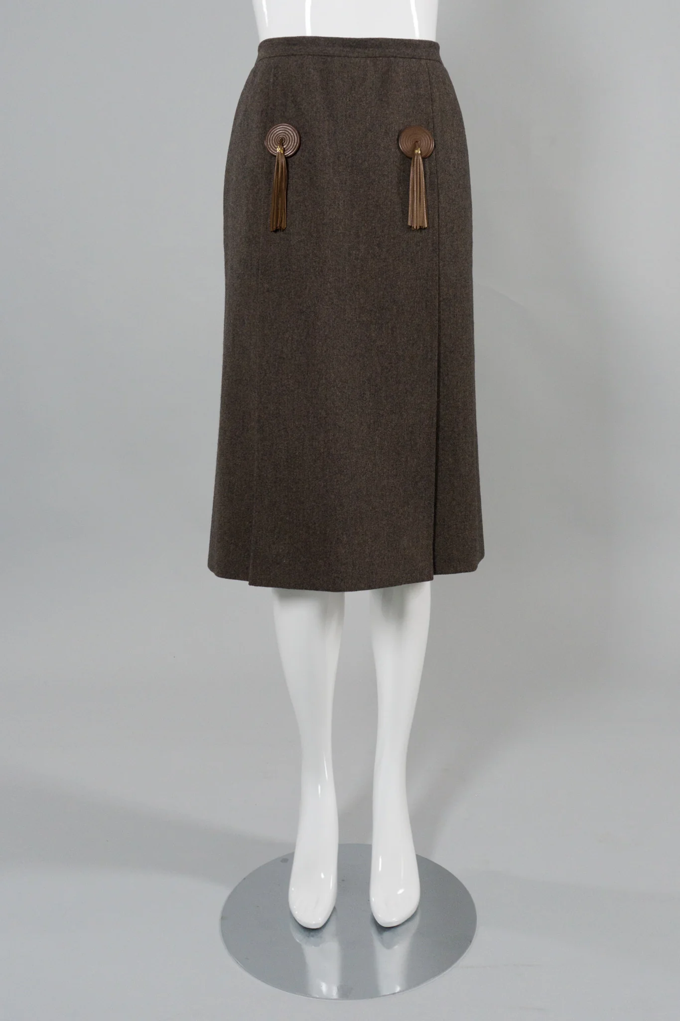 Leather Tassel Wool Skirt