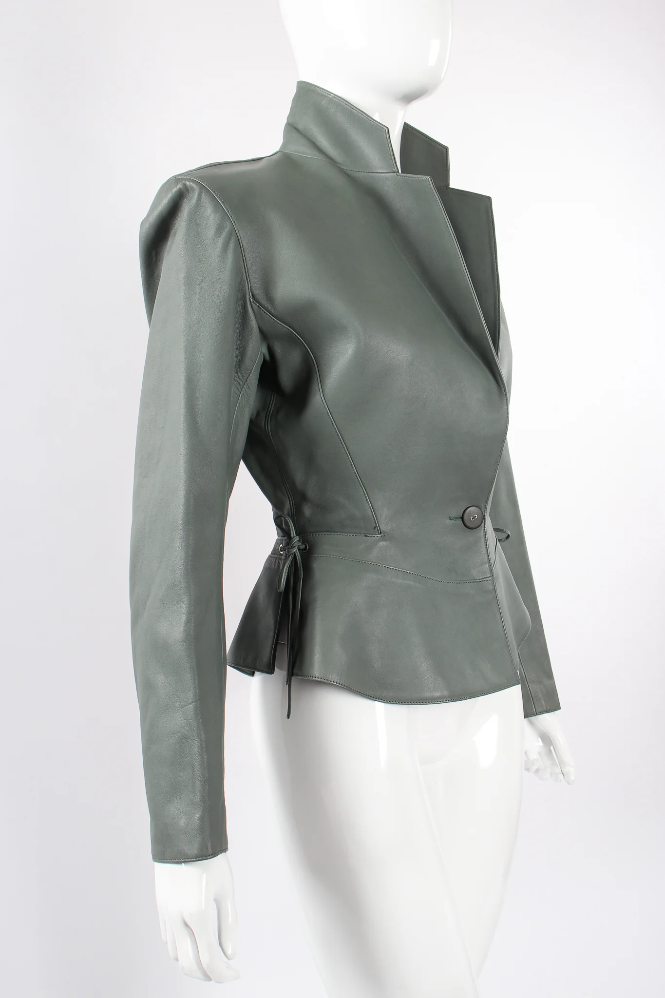 Leather Tie Peplum Jacket