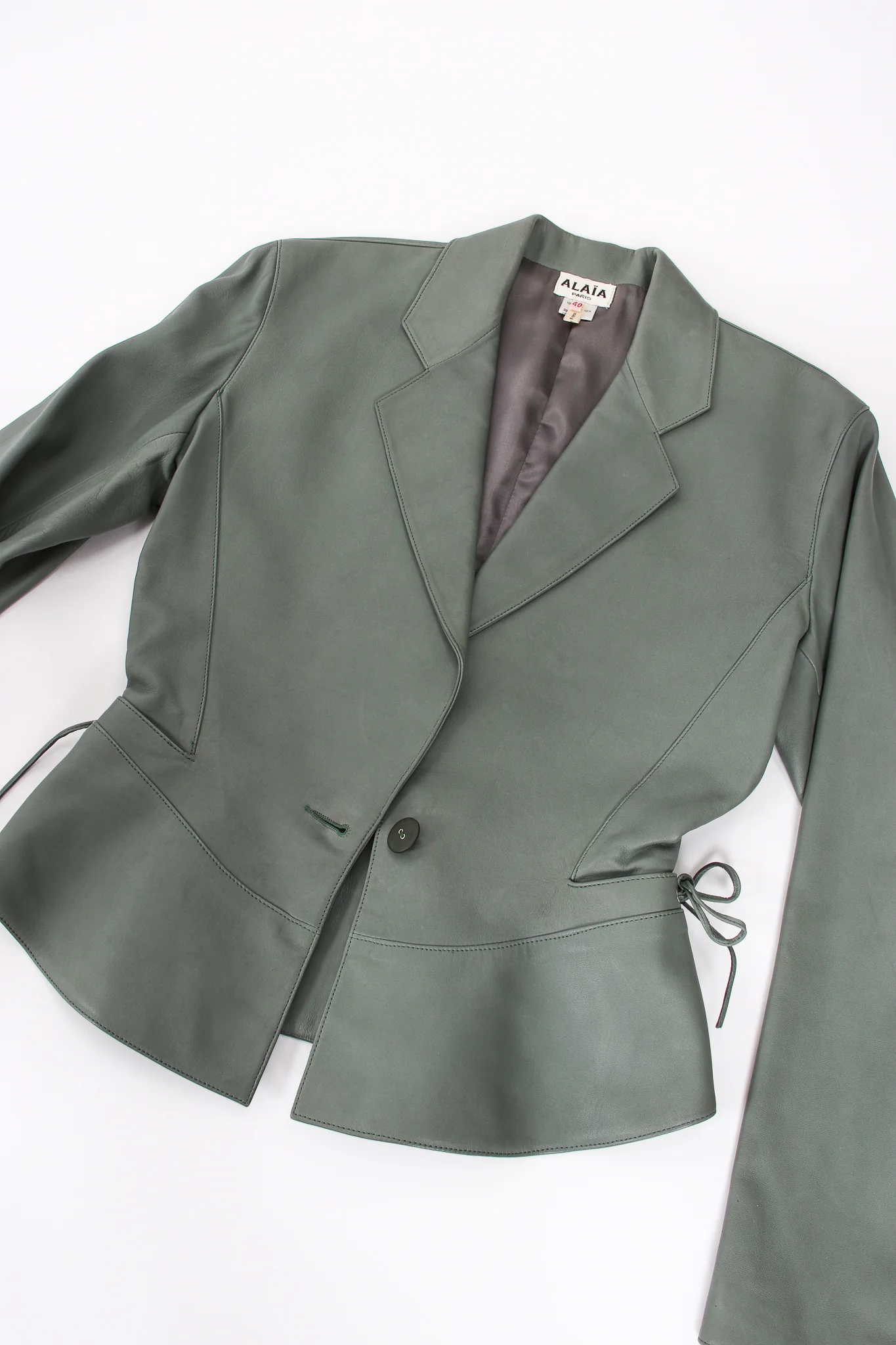 Leather Tie Peplum Jacket - Image 11
