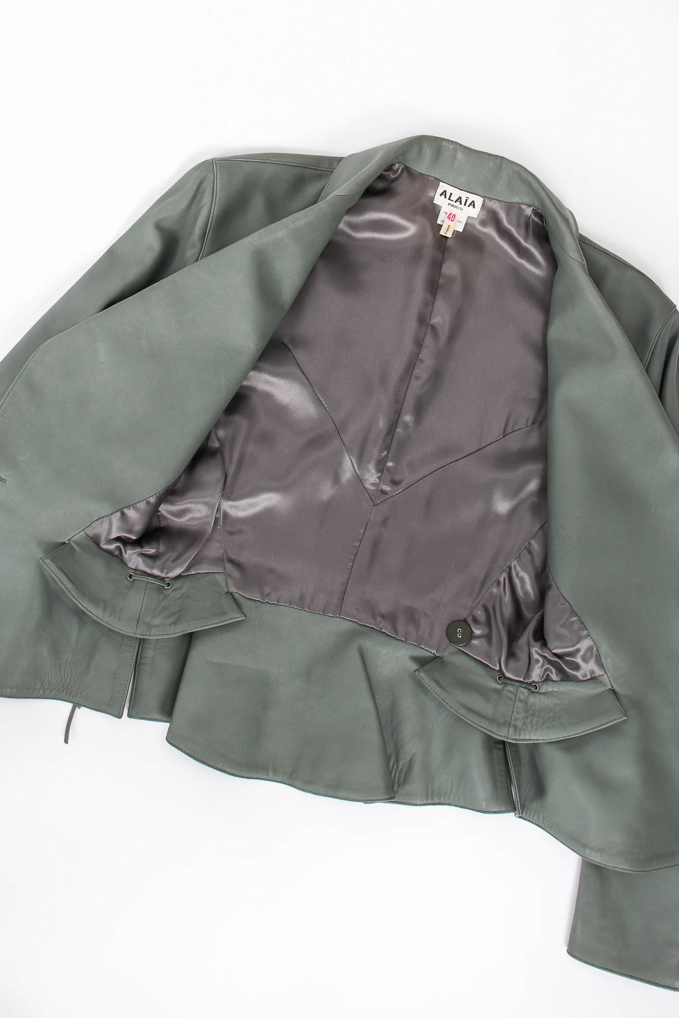 Leather Tie Peplum Jacket - Image 12