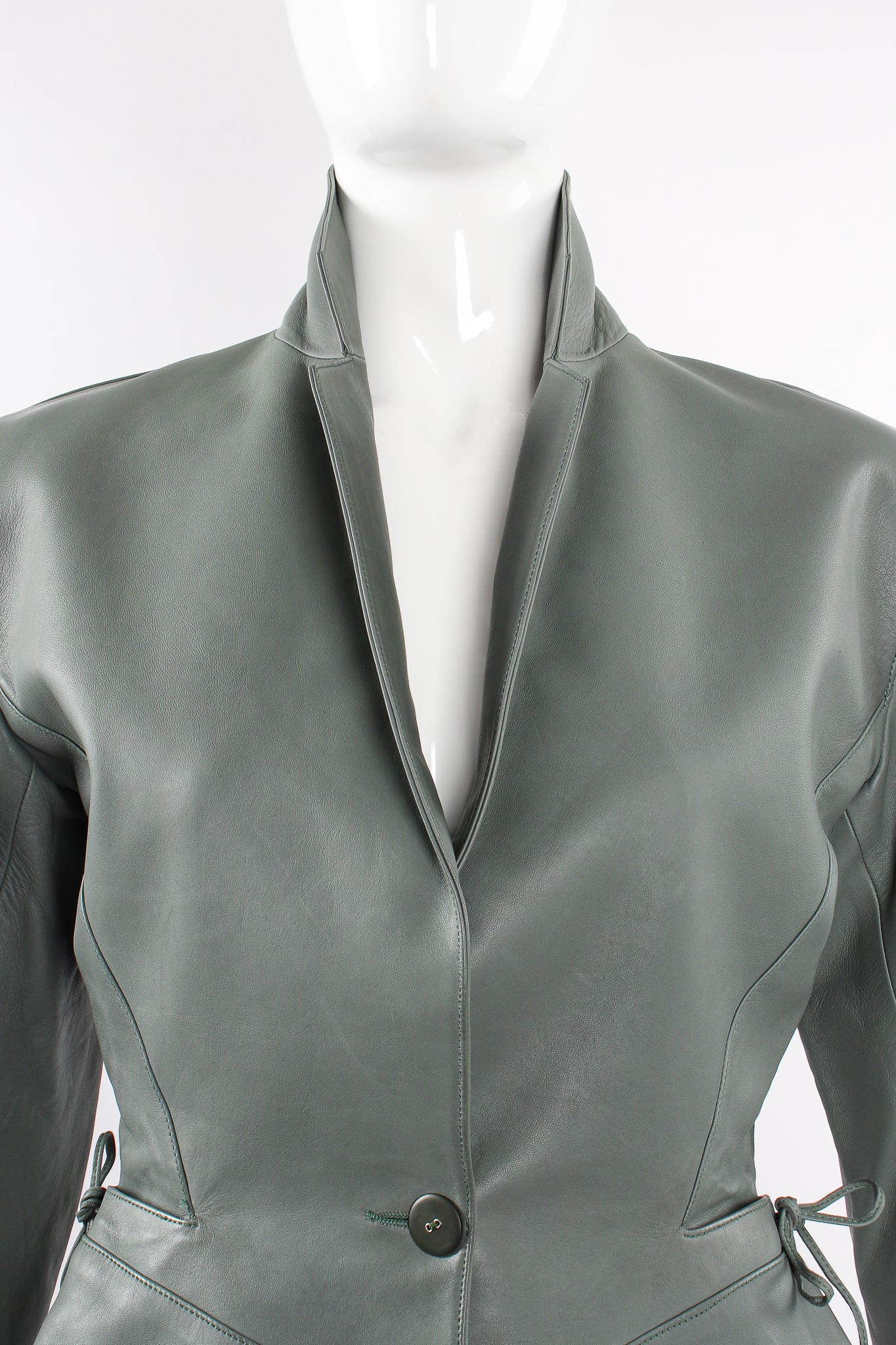 Leather Tie Peplum Jacket - Image 4