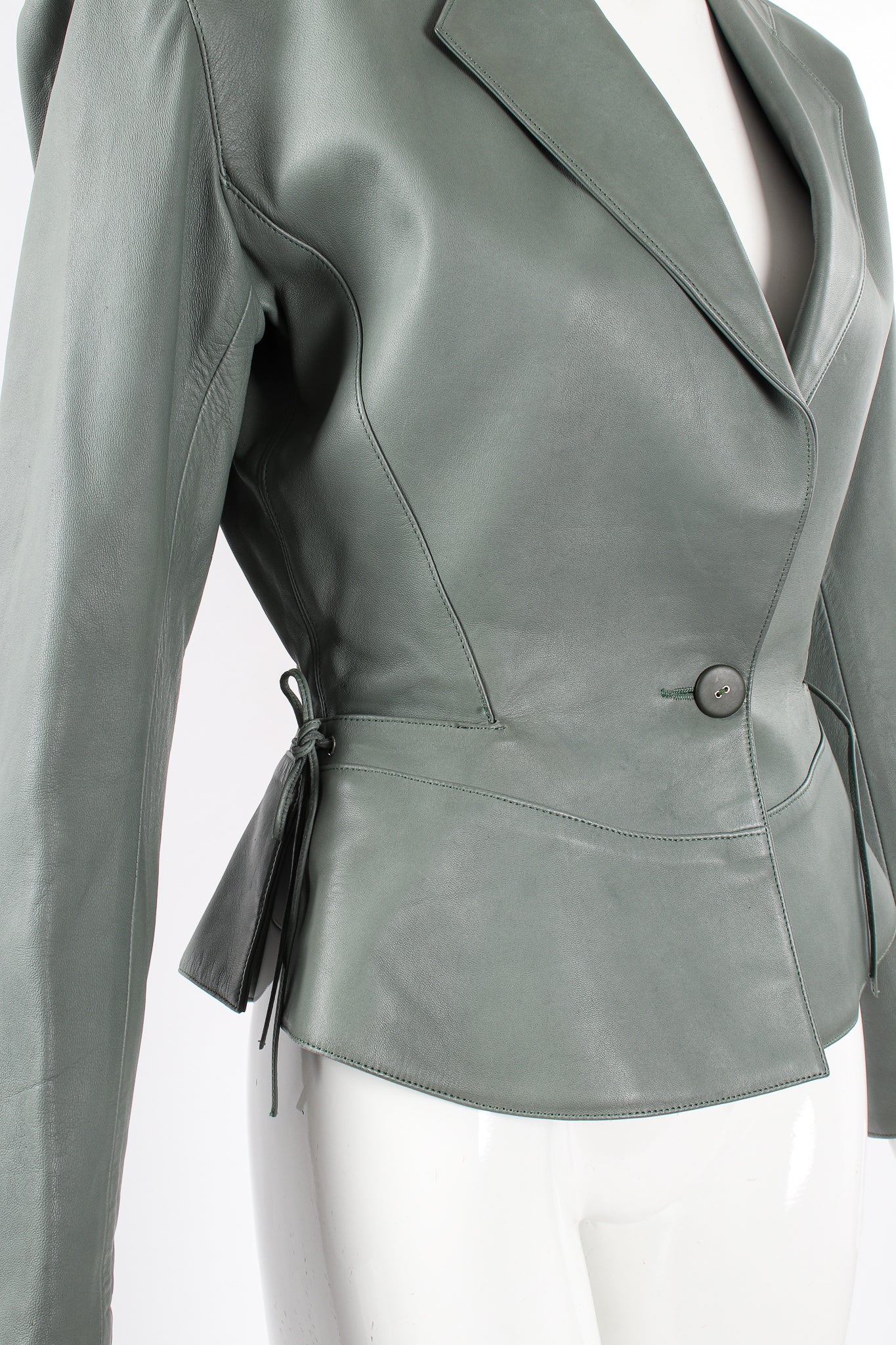 Leather Tie Peplum Jacket - Image 5