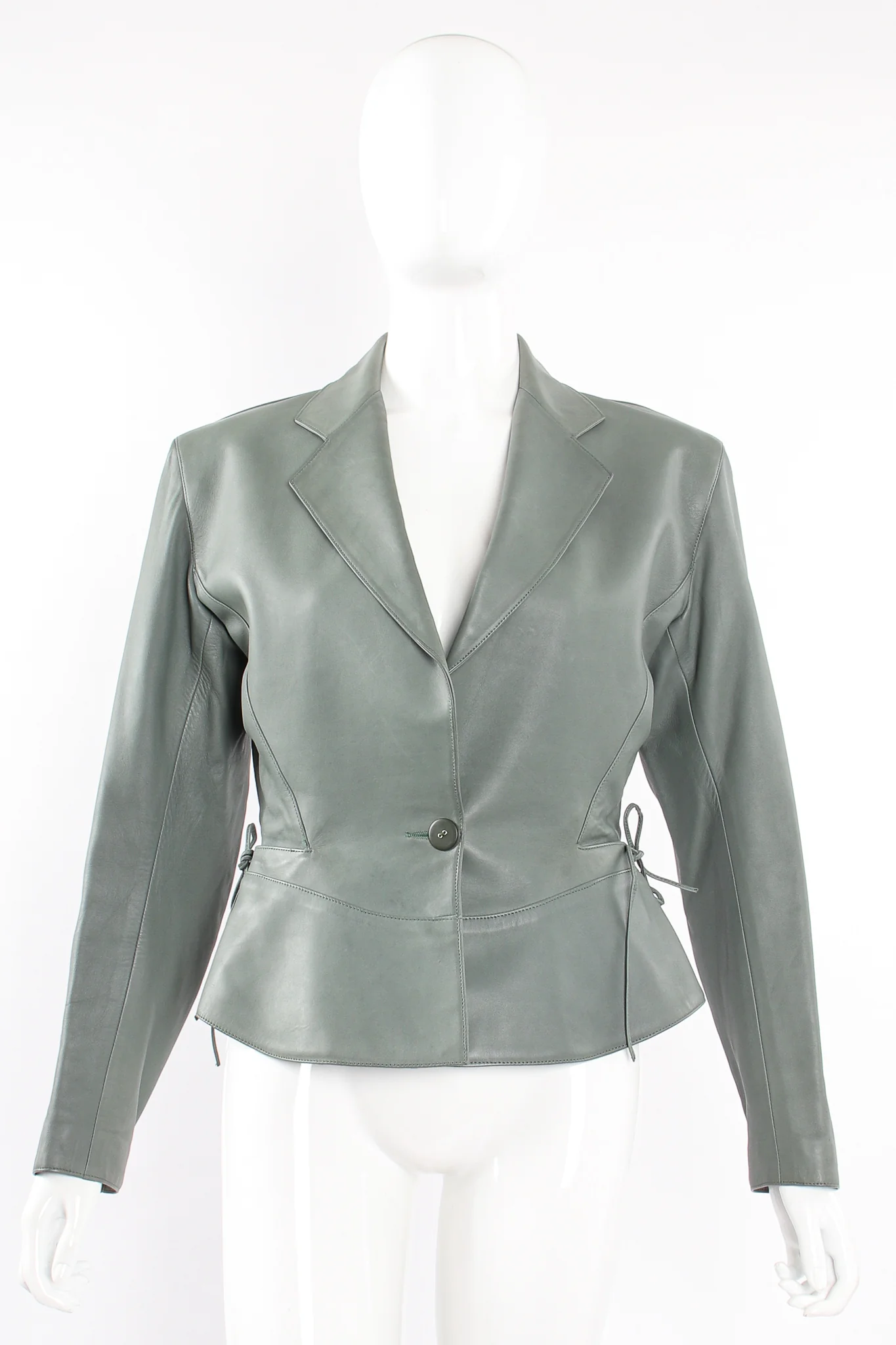 Leather Tie Peplum Jacket - Image 6