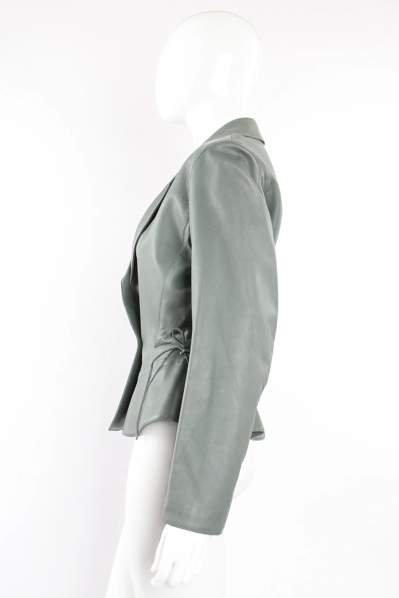 Leather Tie Peplum Jacket - Image 7