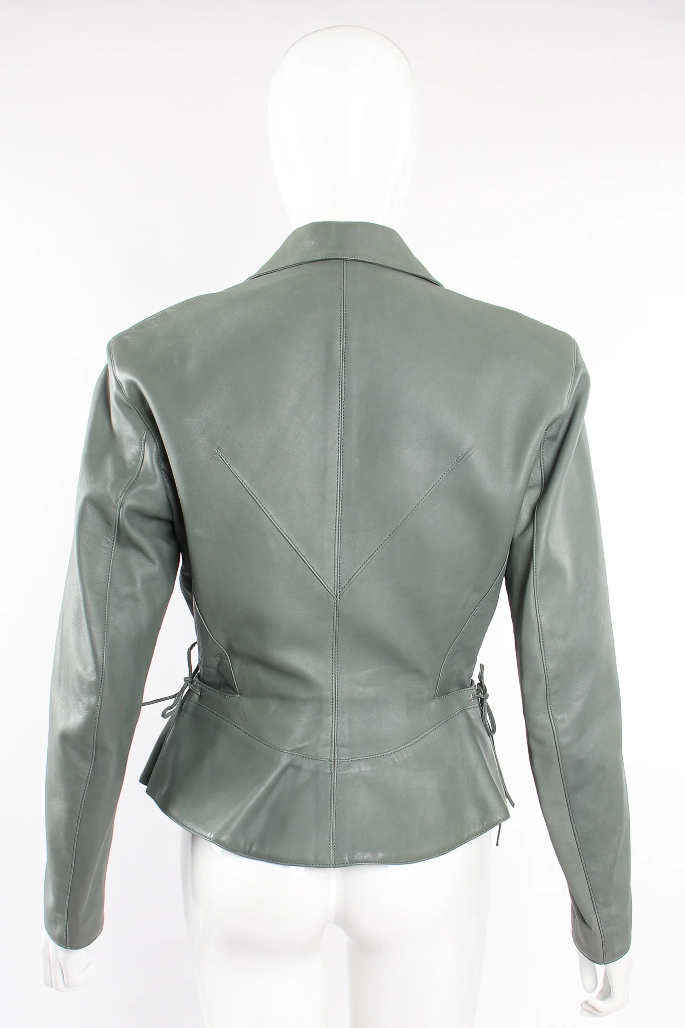 Leather Tie Peplum Jacket - Image 8