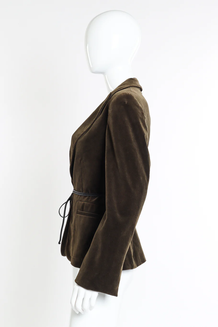 Leather Tie Velvet Blazer - Image 2