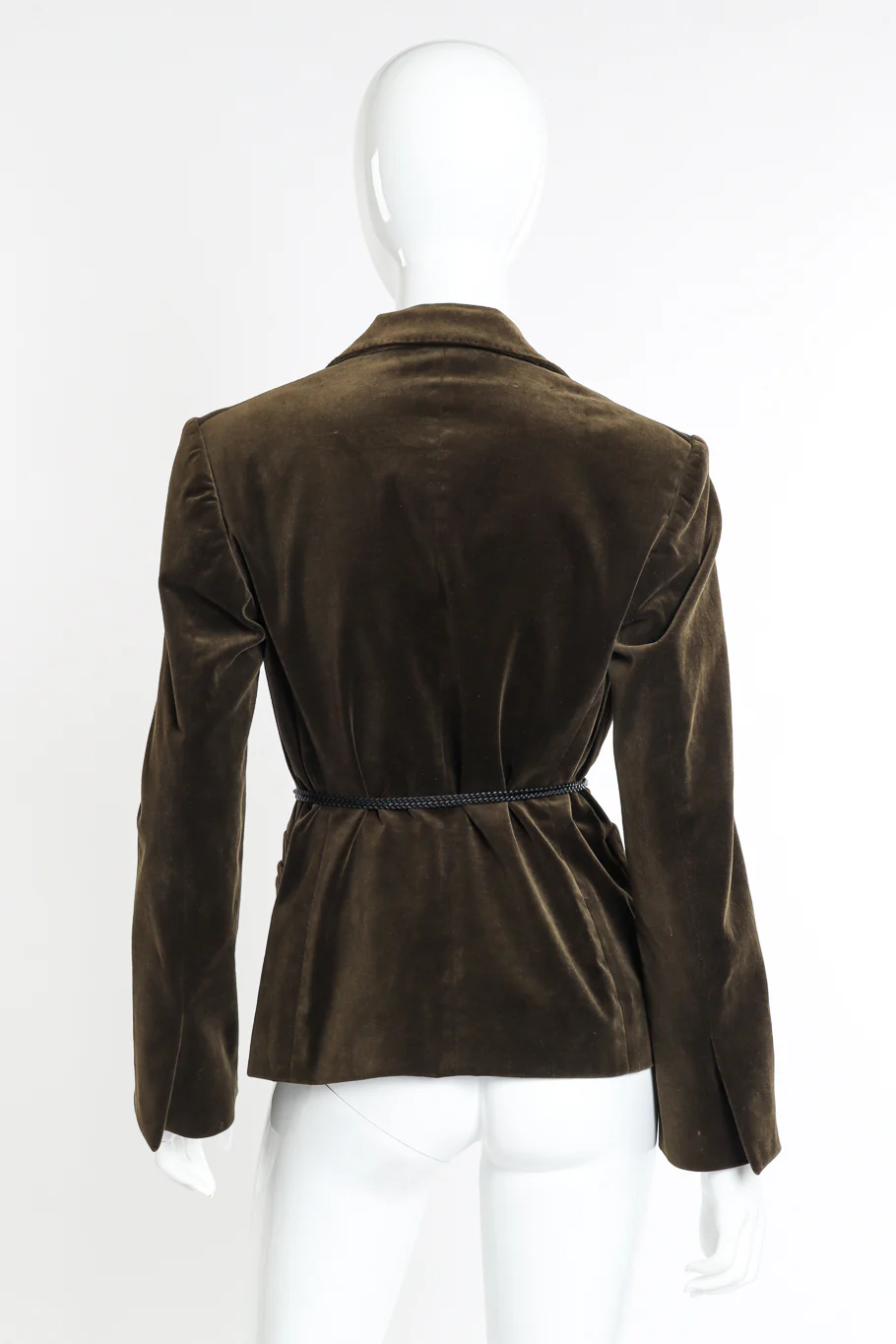 Leather Tie Velvet Blazer - Image 3