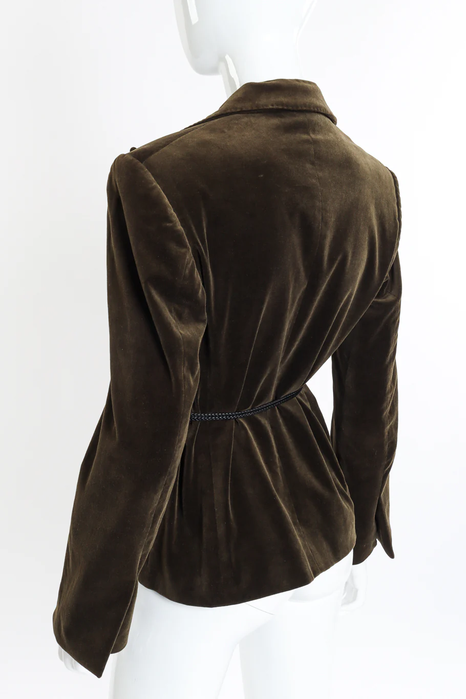 Leather Tie Velvet Blazer - Image 5
