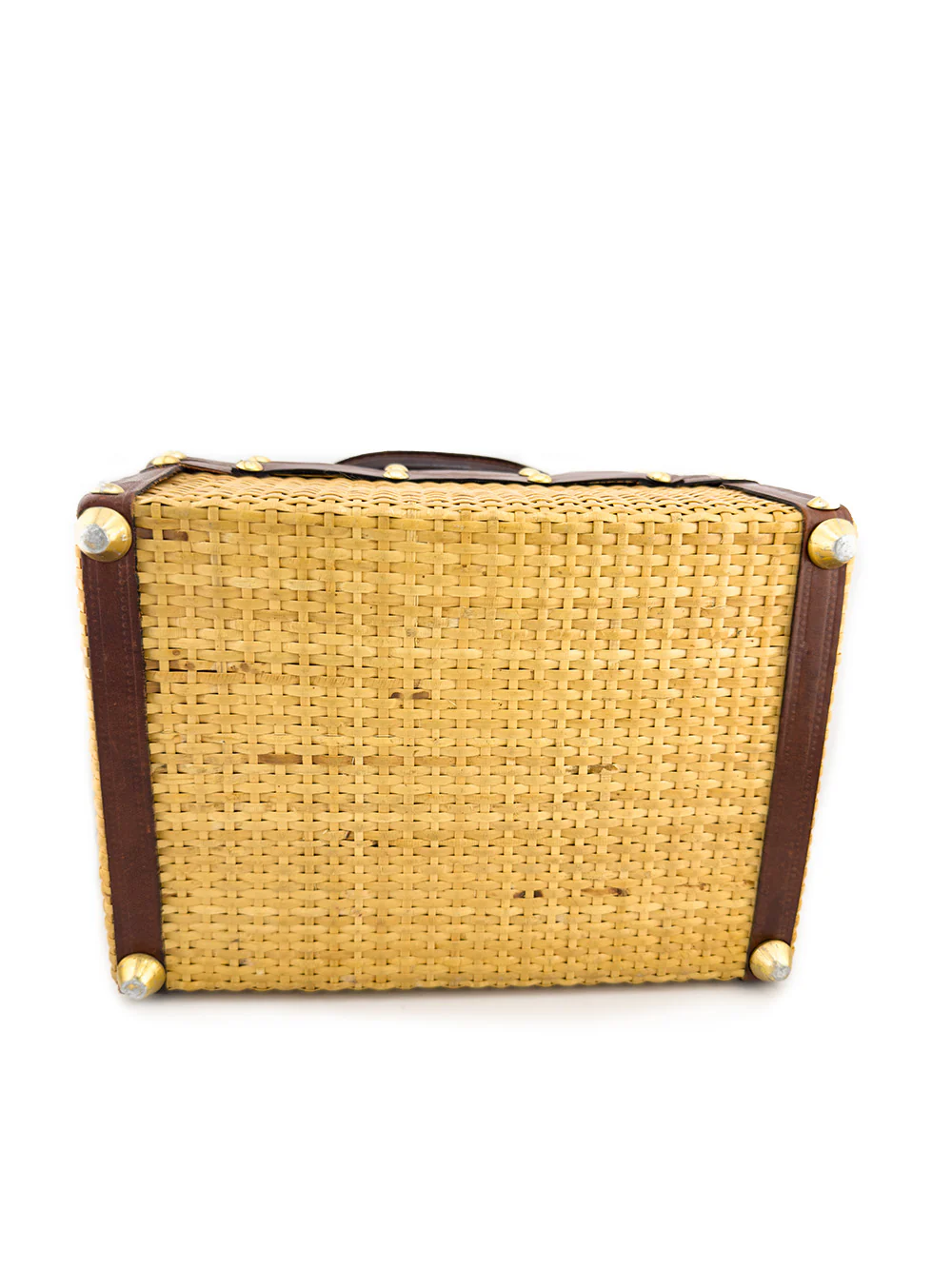 Leather Trim Wicker Box Bag - Image 3