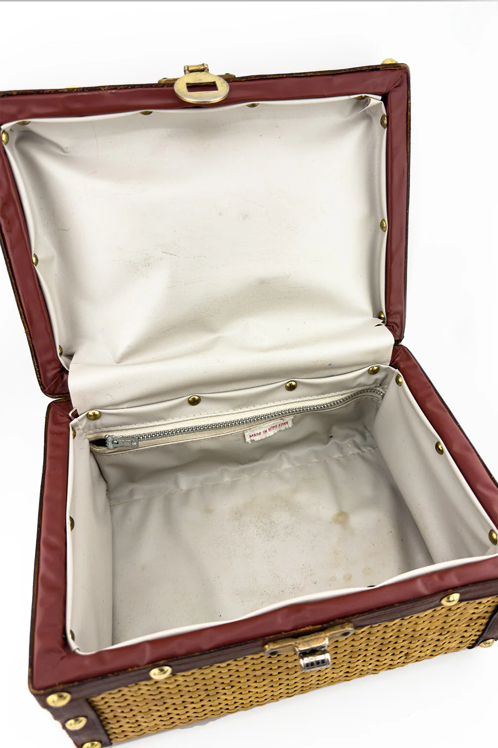 Leather Trim Wicker Box Bag - Image 5