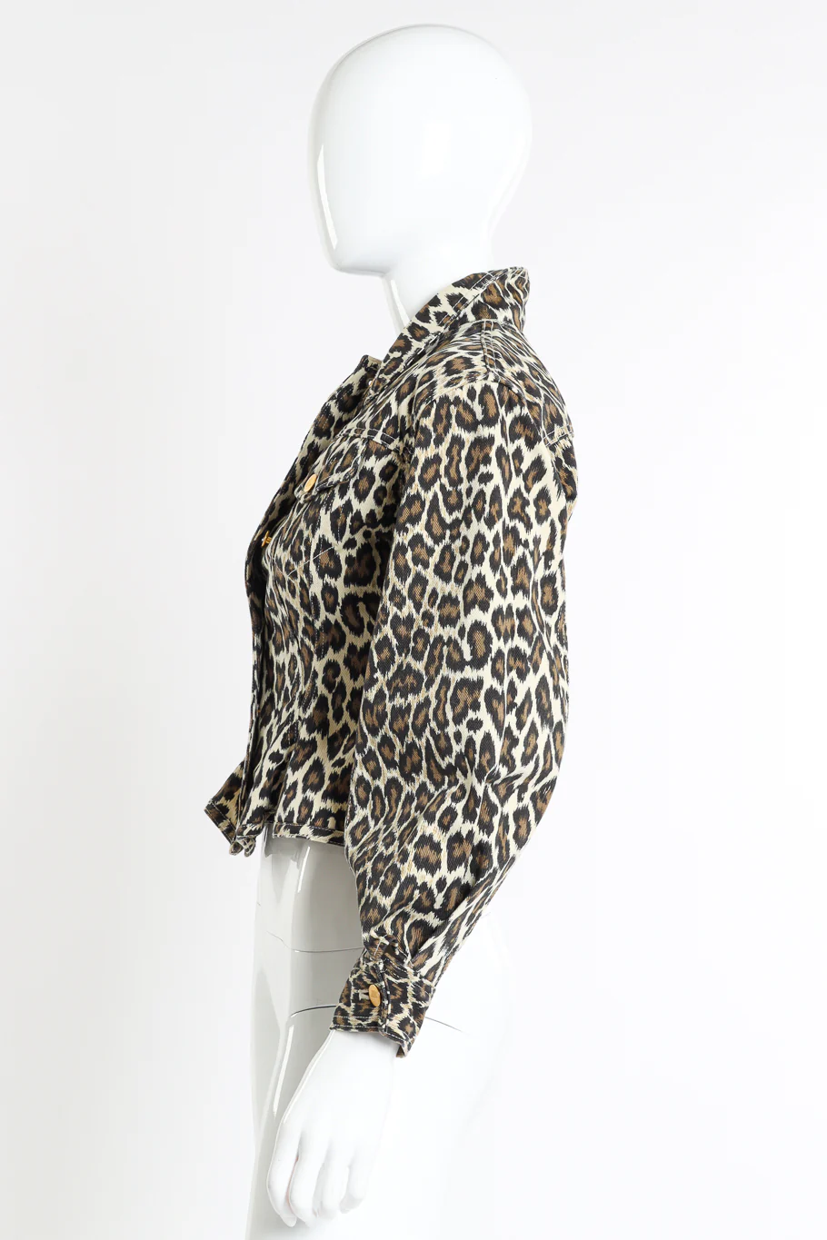 Leopard Denim Peplum Jacket - Image 2