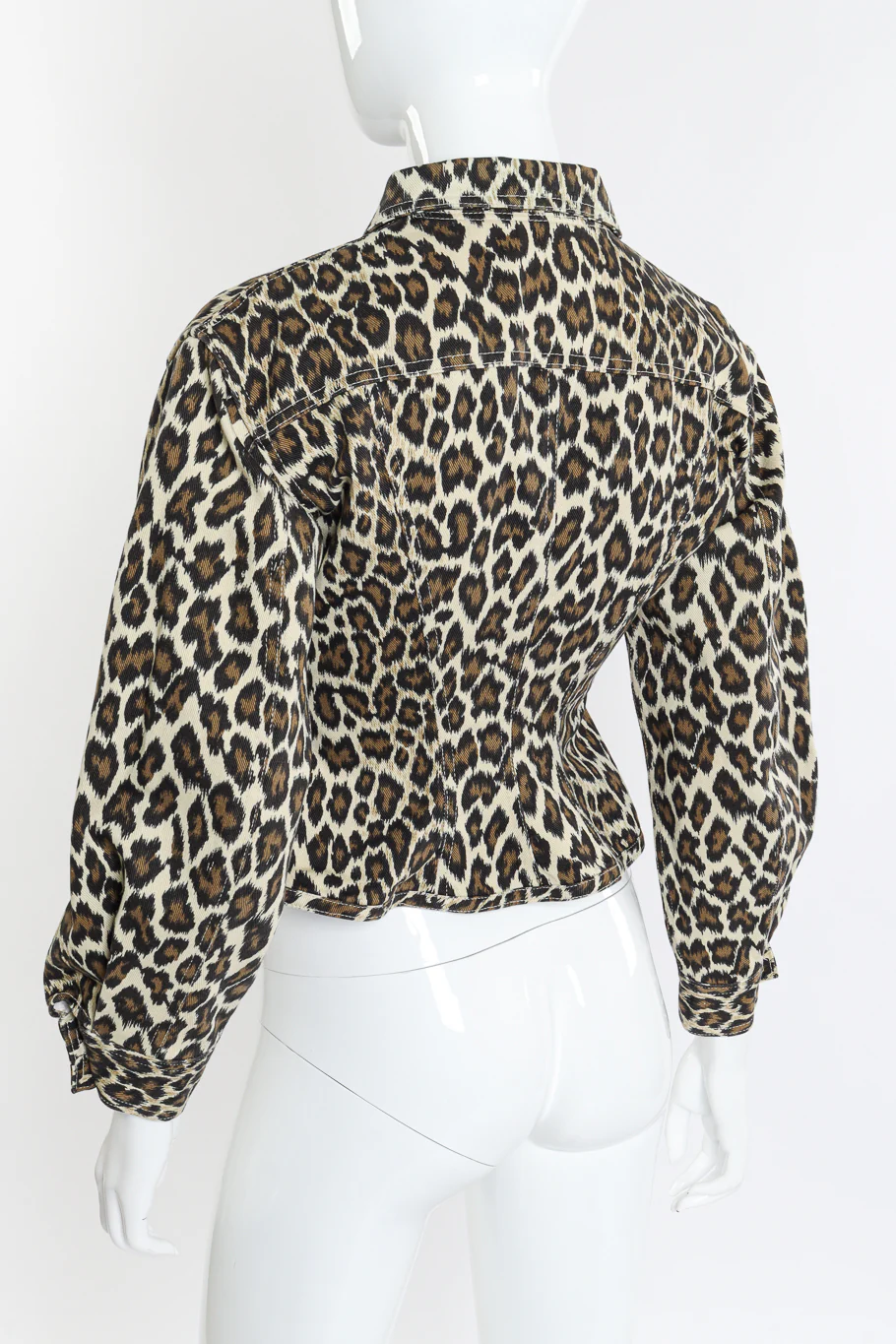 Leopard Denim Peplum Jacket - Image 5