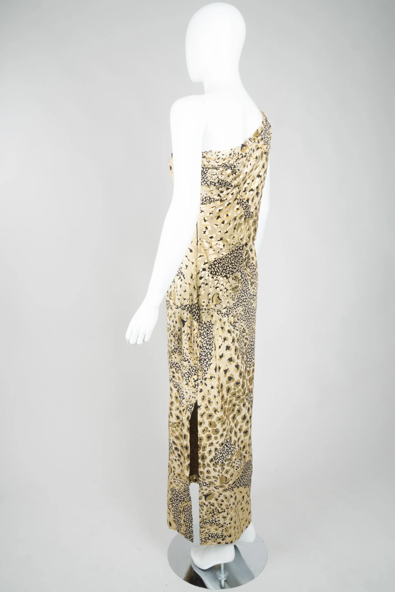1992 A/W Leopard Lamé One-Shoulder Dress - Image 5