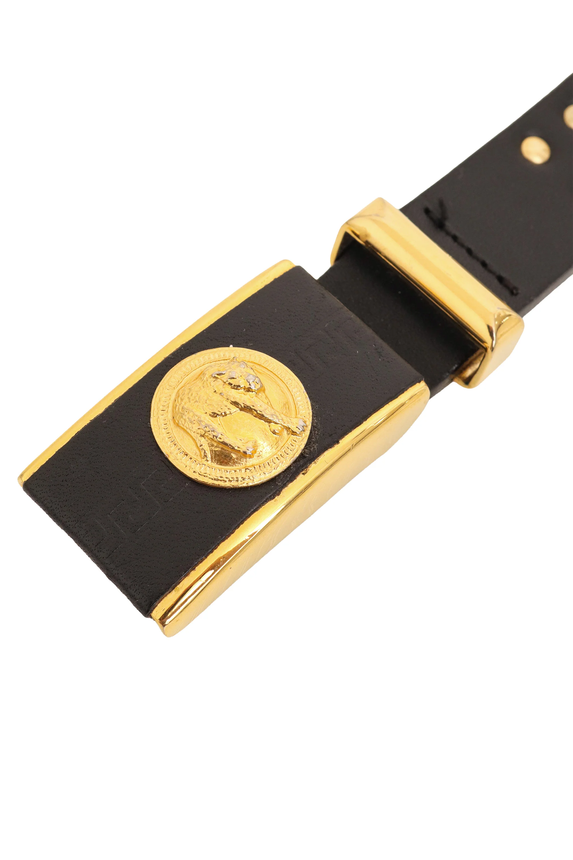 Leopard Medallion Stud Leather Belt - Image 3