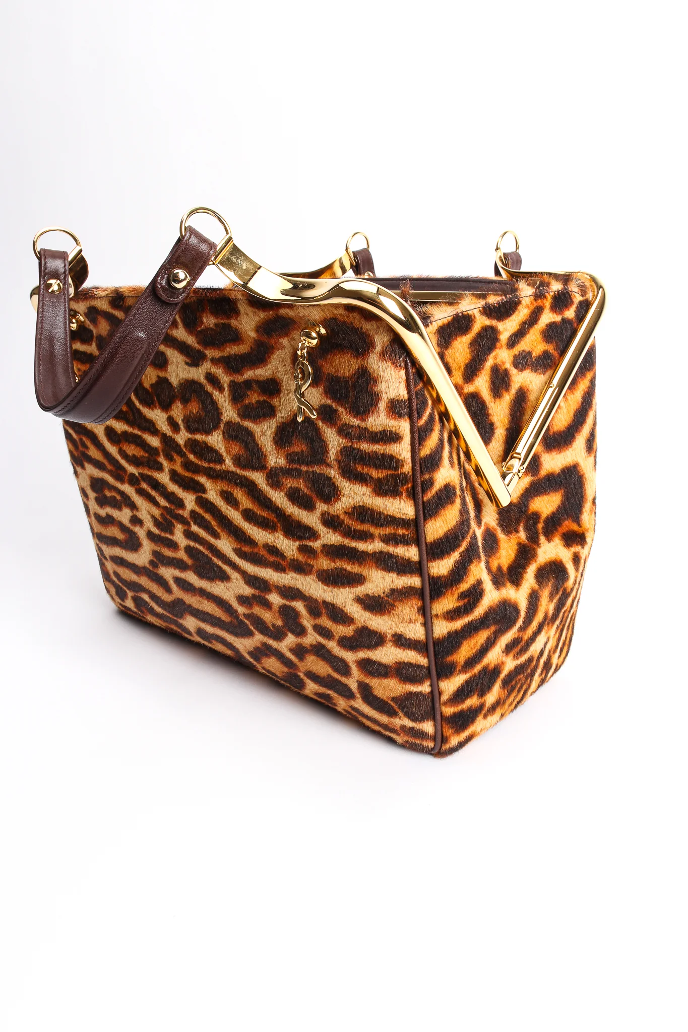 Leopard Pony Hair Frame Handbag - Image 10