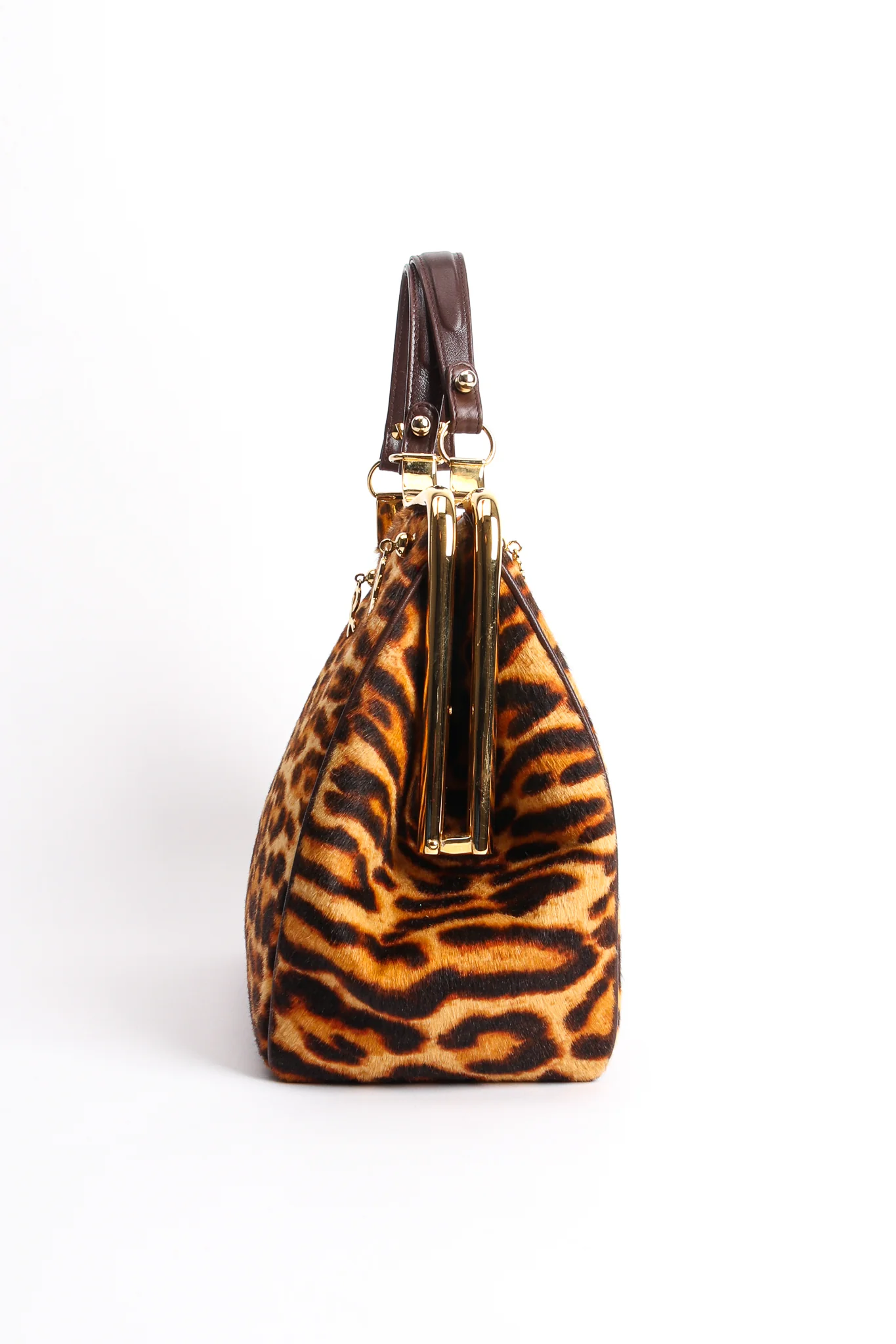 Leopard Pony Hair Frame Handbag - Image 2