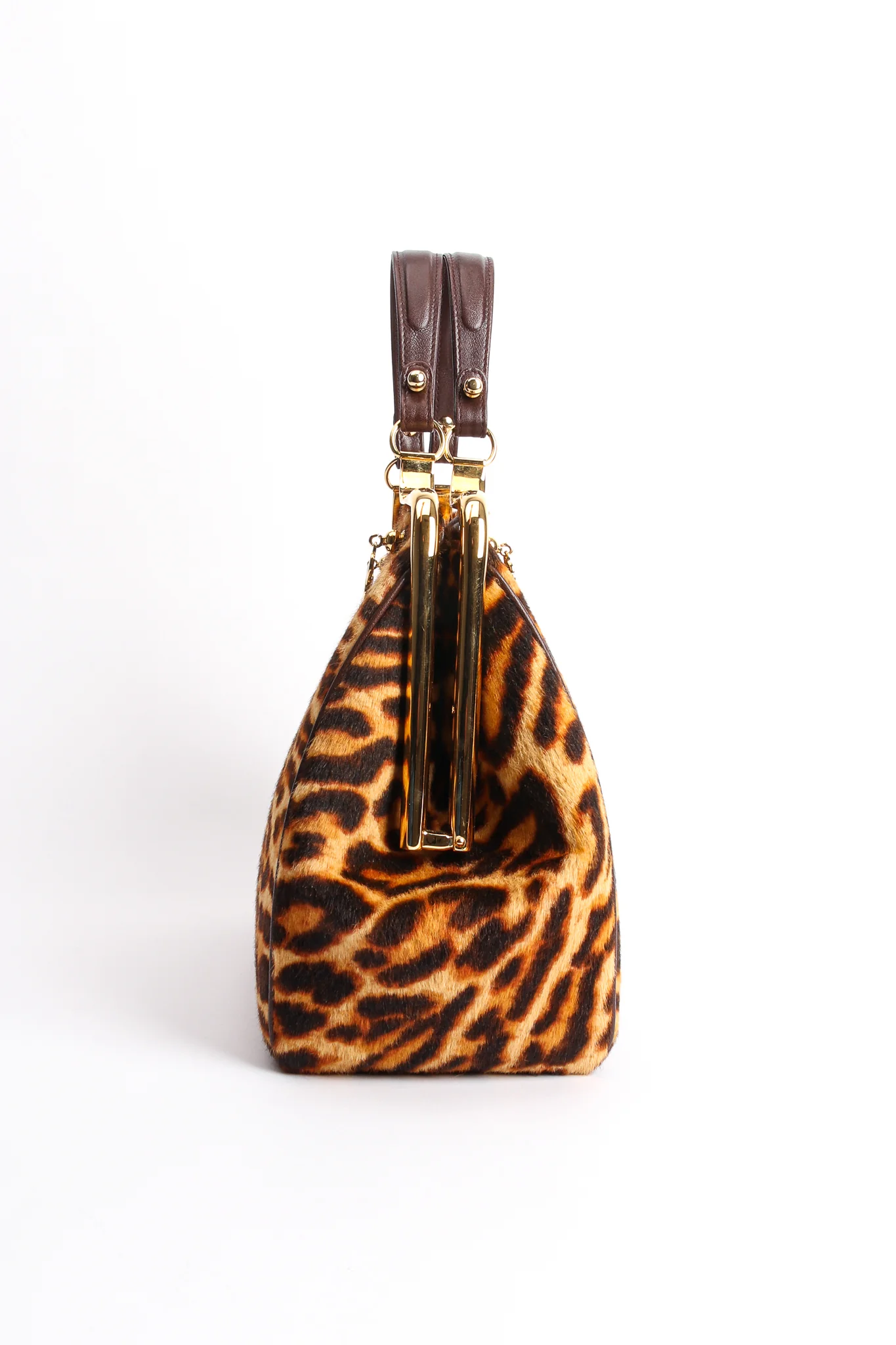 Leopard Pony Hair Frame Handbag - Image 4