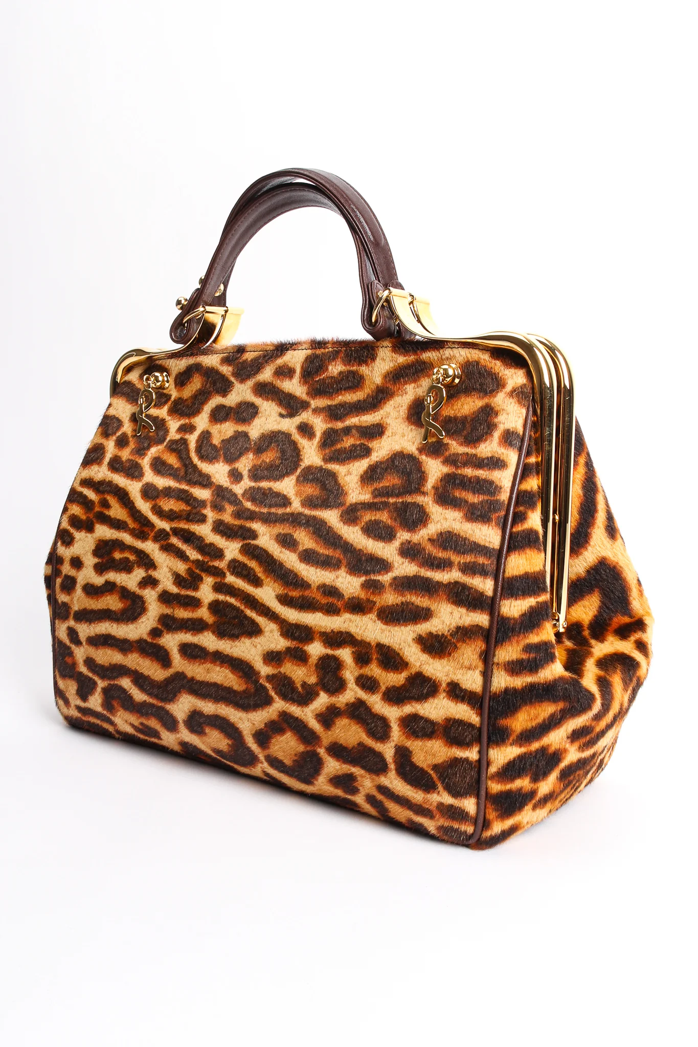 Leopard Pony Hair Frame Handbag - Image 5