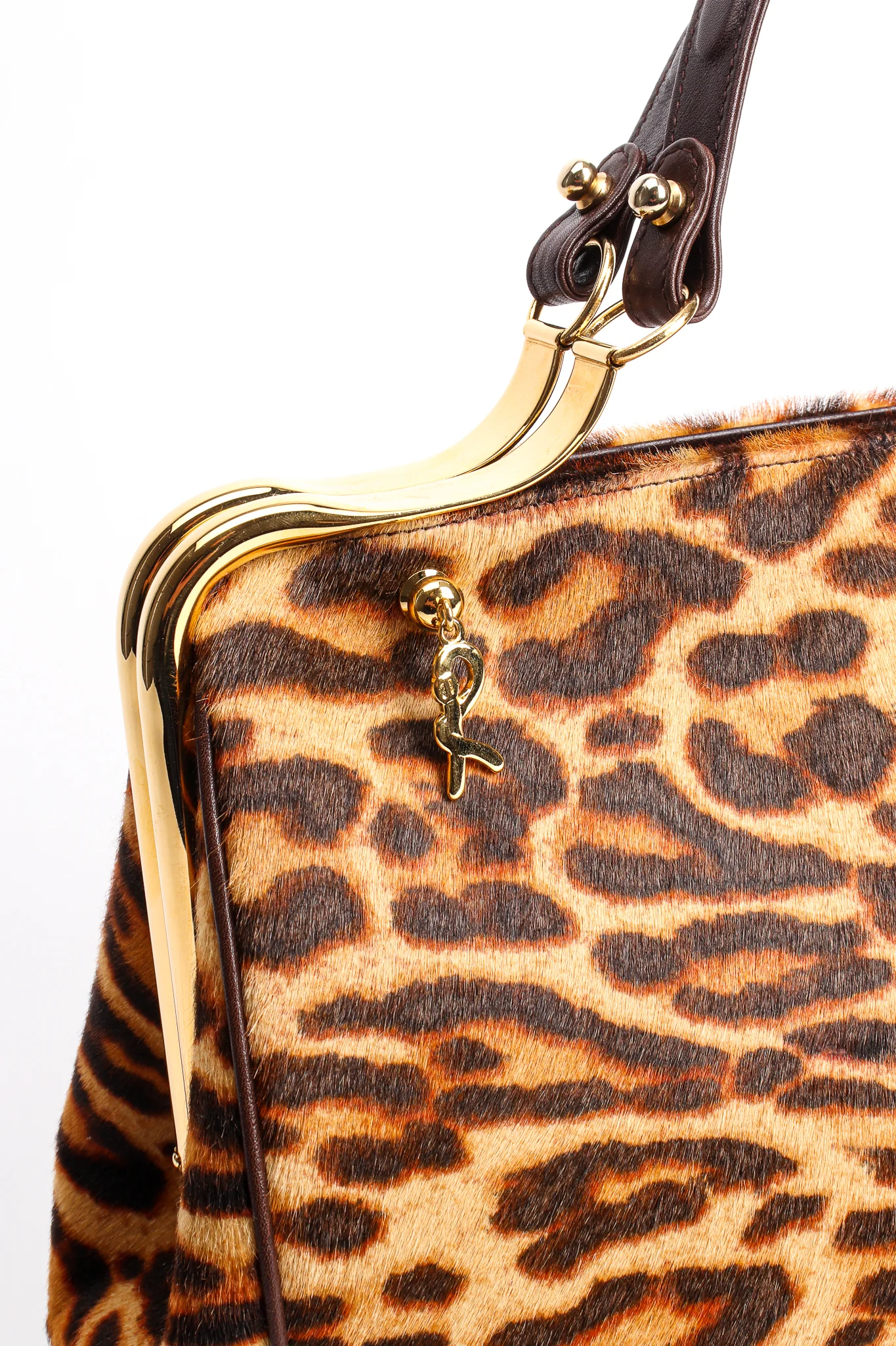 Leopard Pony Hair Frame Handbag - Image 9