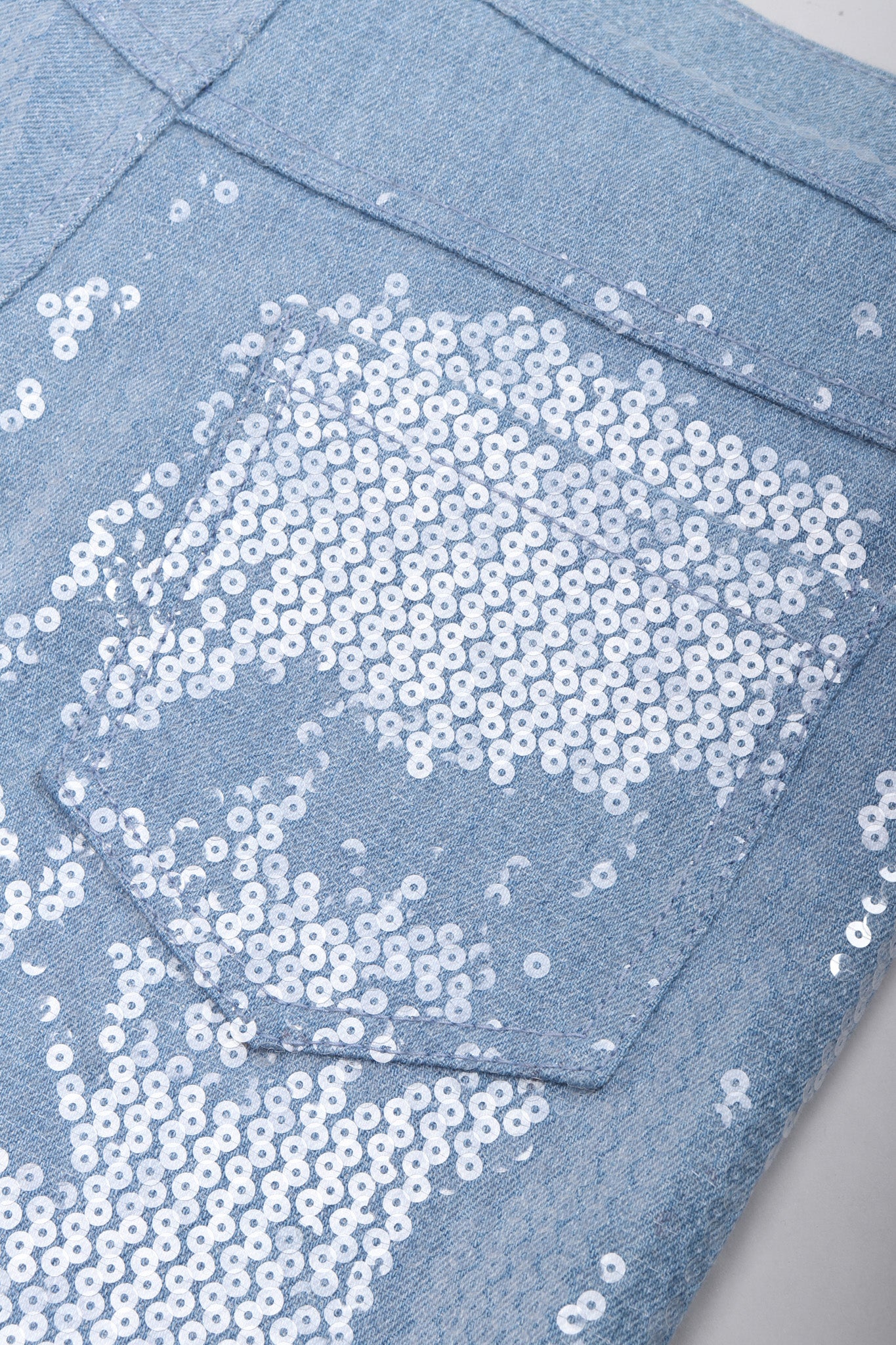 Light Wash Denim Sequin Jeans - Image 10