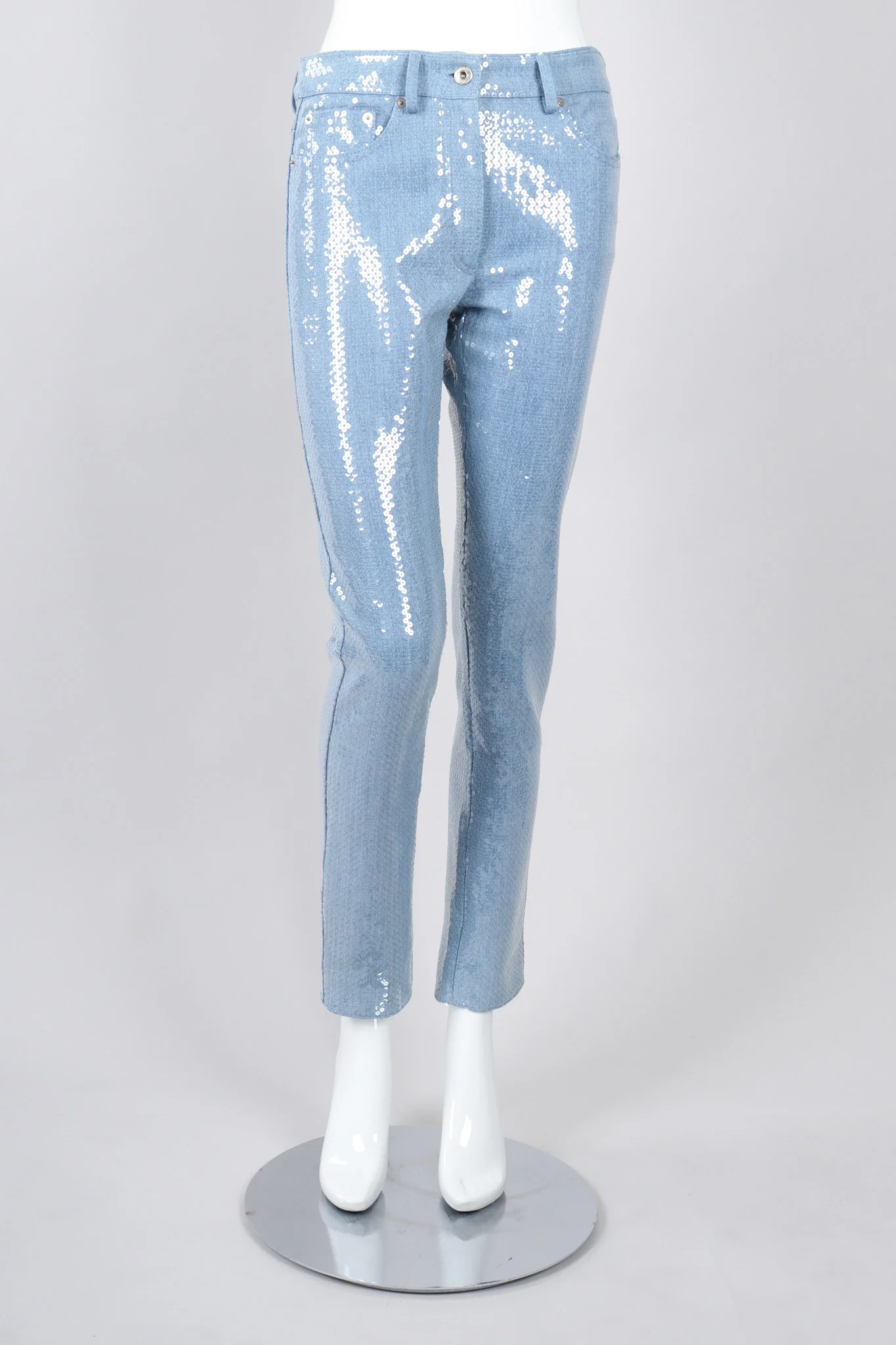Light Wash Denim Sequin Jeans - Image 3