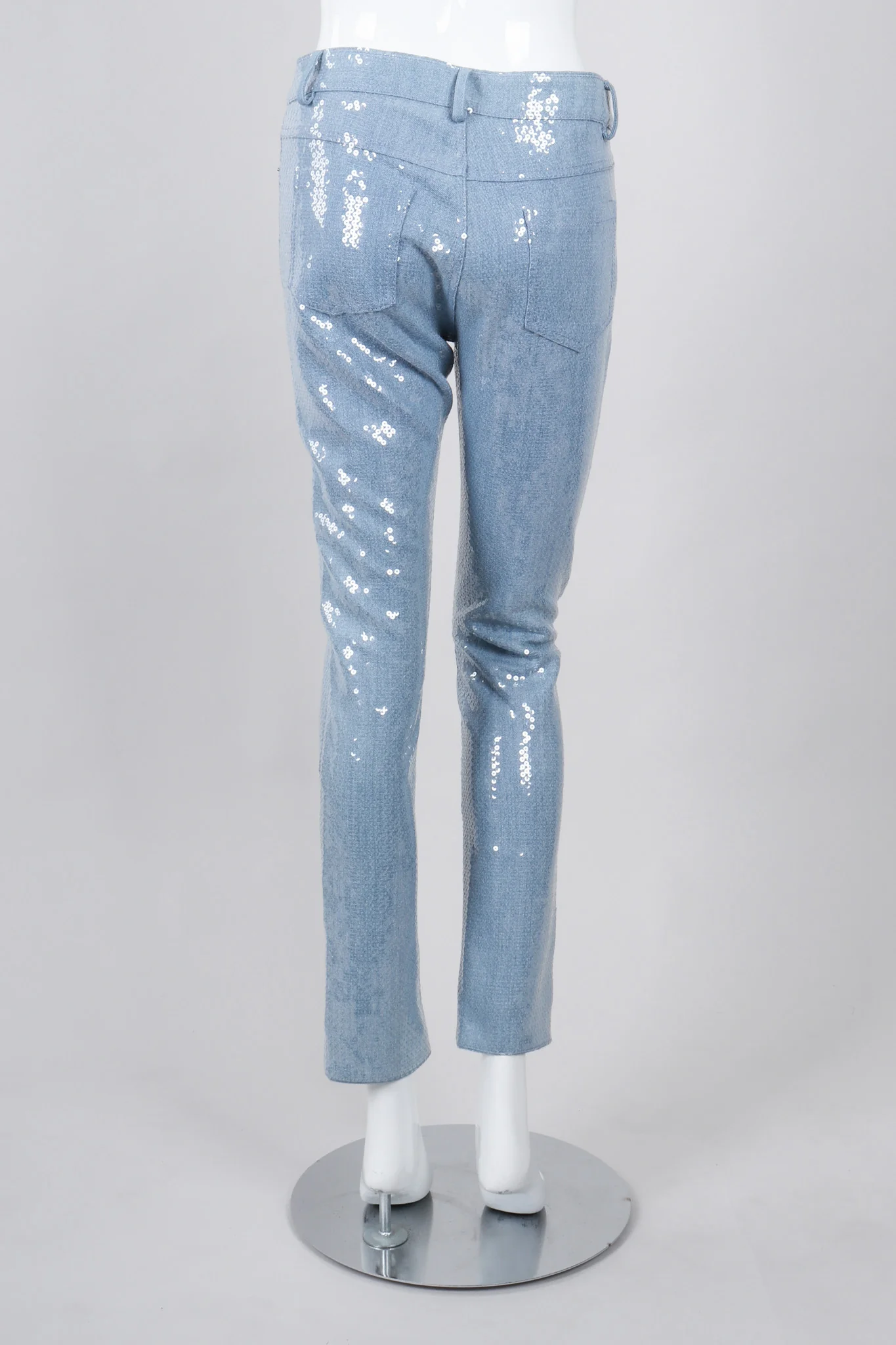 Light Wash Denim Sequin Jeans - Image 7