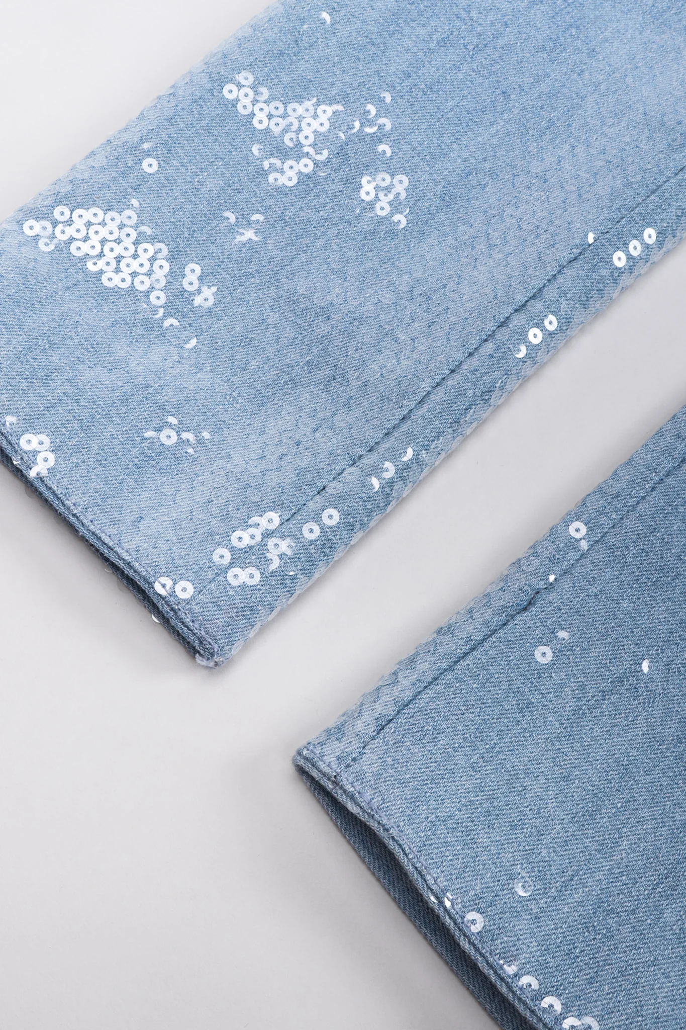 Light Wash Denim Sequin Jeans - Image 9