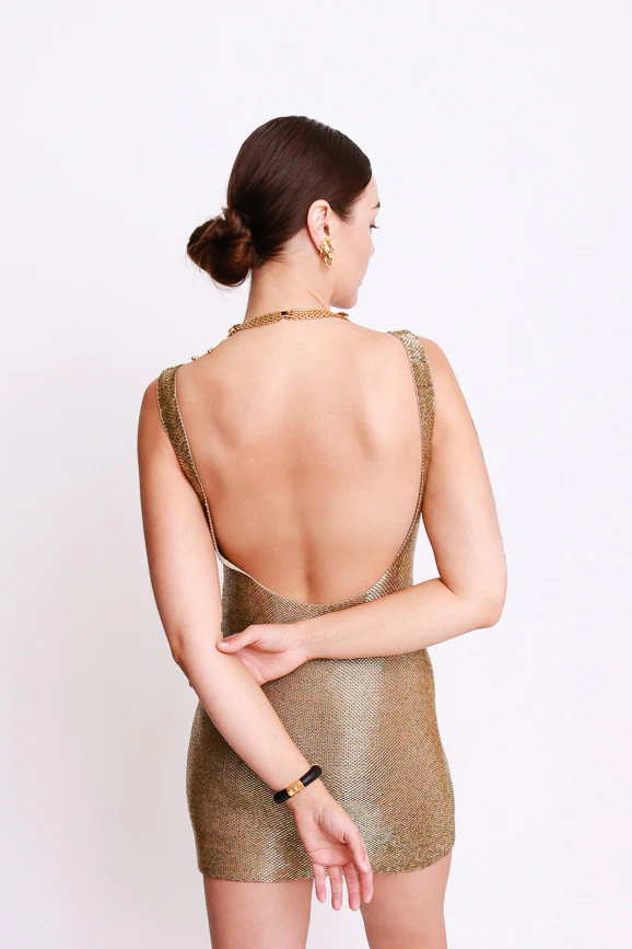 Liquid Gold Beaded Cocktail Dress II - Image 2