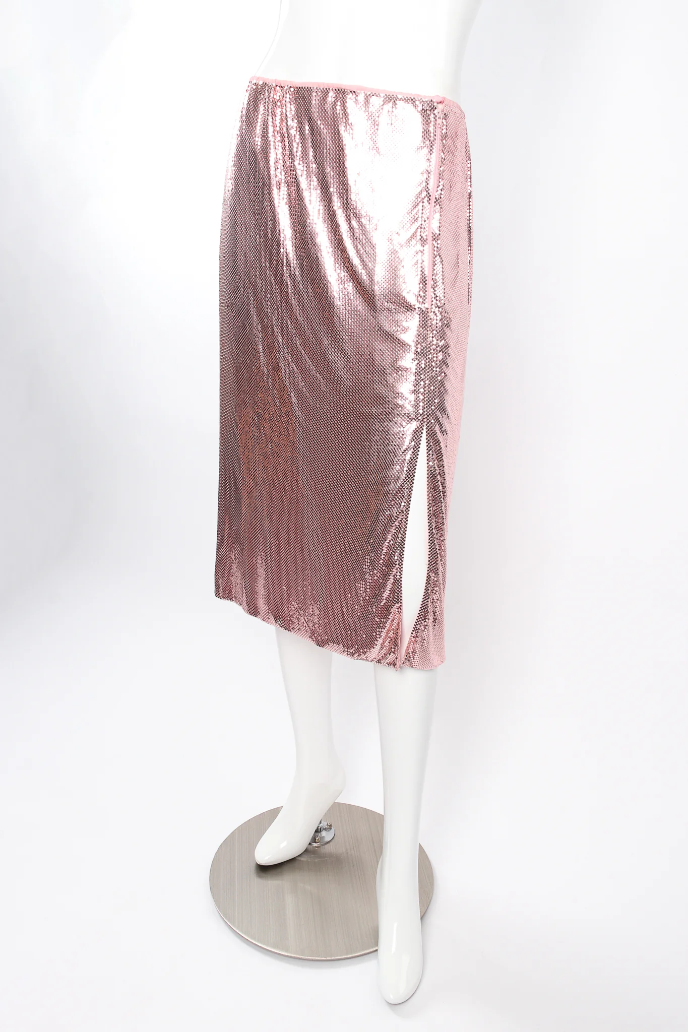 Liquid Metal Mesh Midi Skirt - Image 4