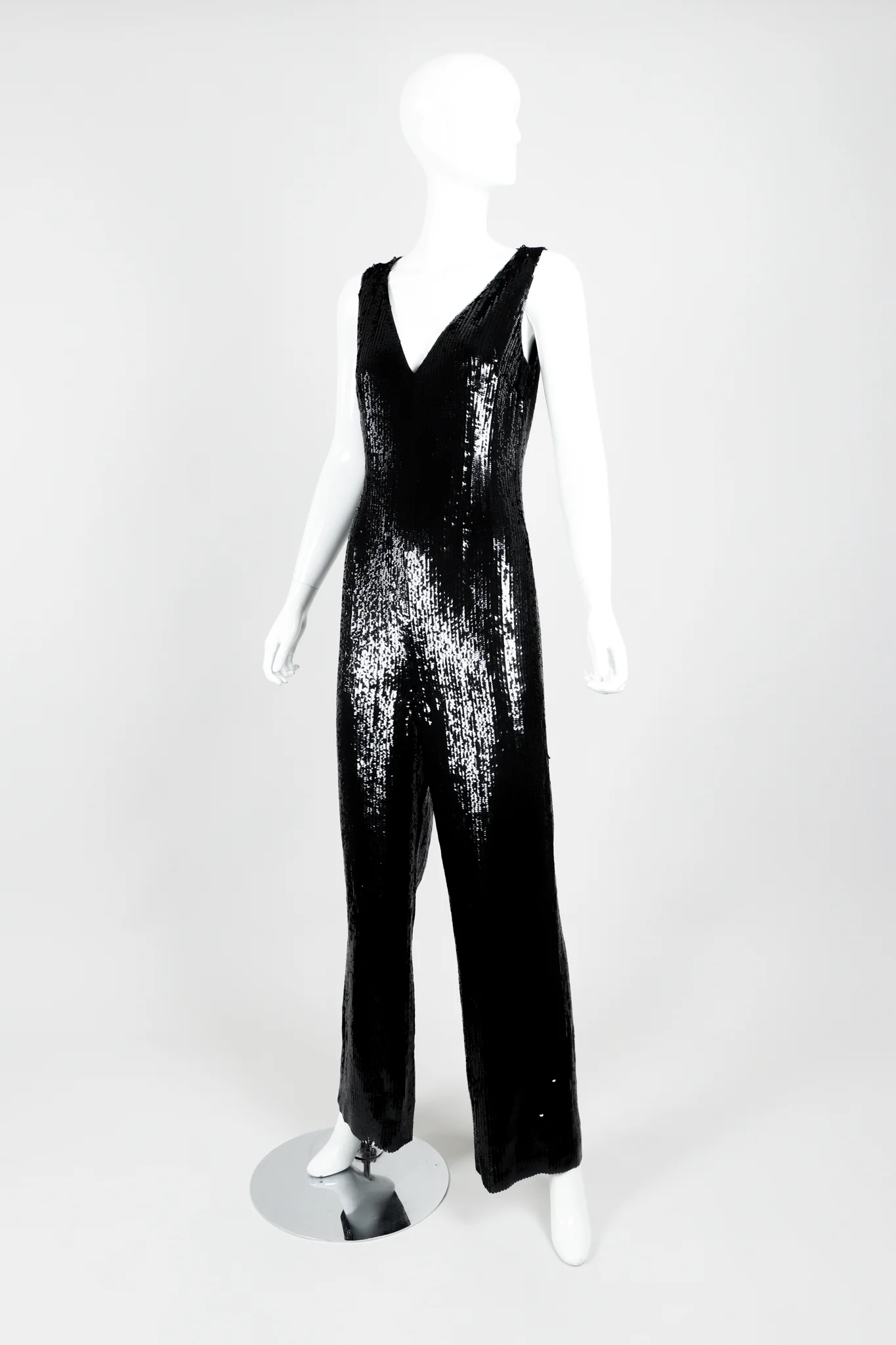 Liquid Sequin Black Tie Jumpsuit - Image 4