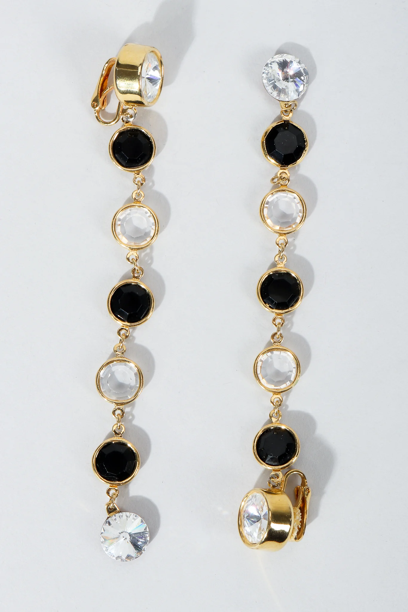 Long Crystal Bezel Drop Earrings - Image 2