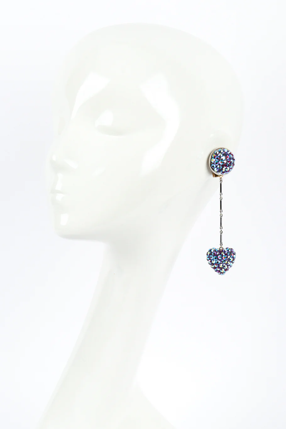 Long Crystal Heart Drop Earrings - Image 2
