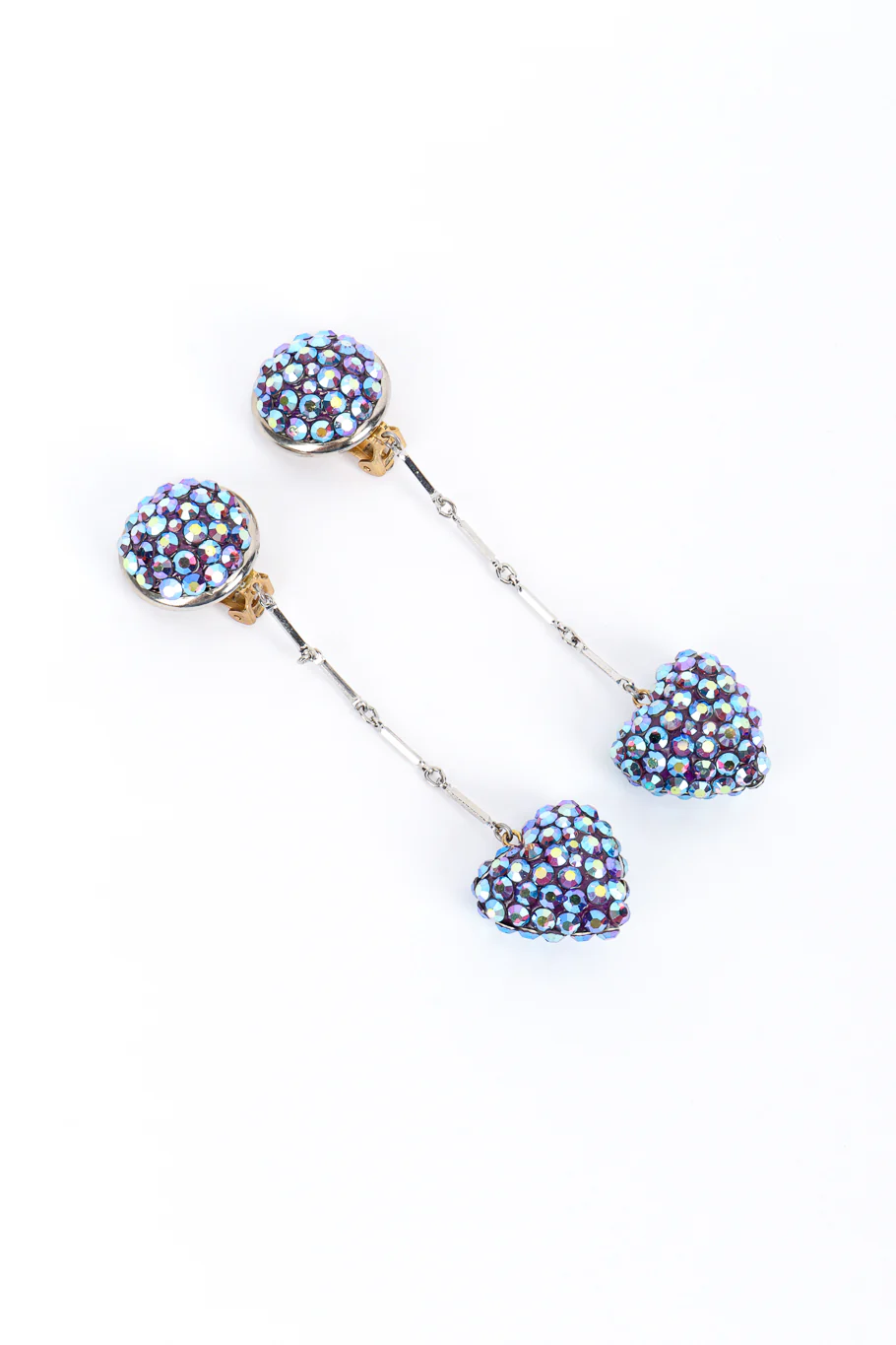 Long Crystal Heart Drop Earrings - Image 3