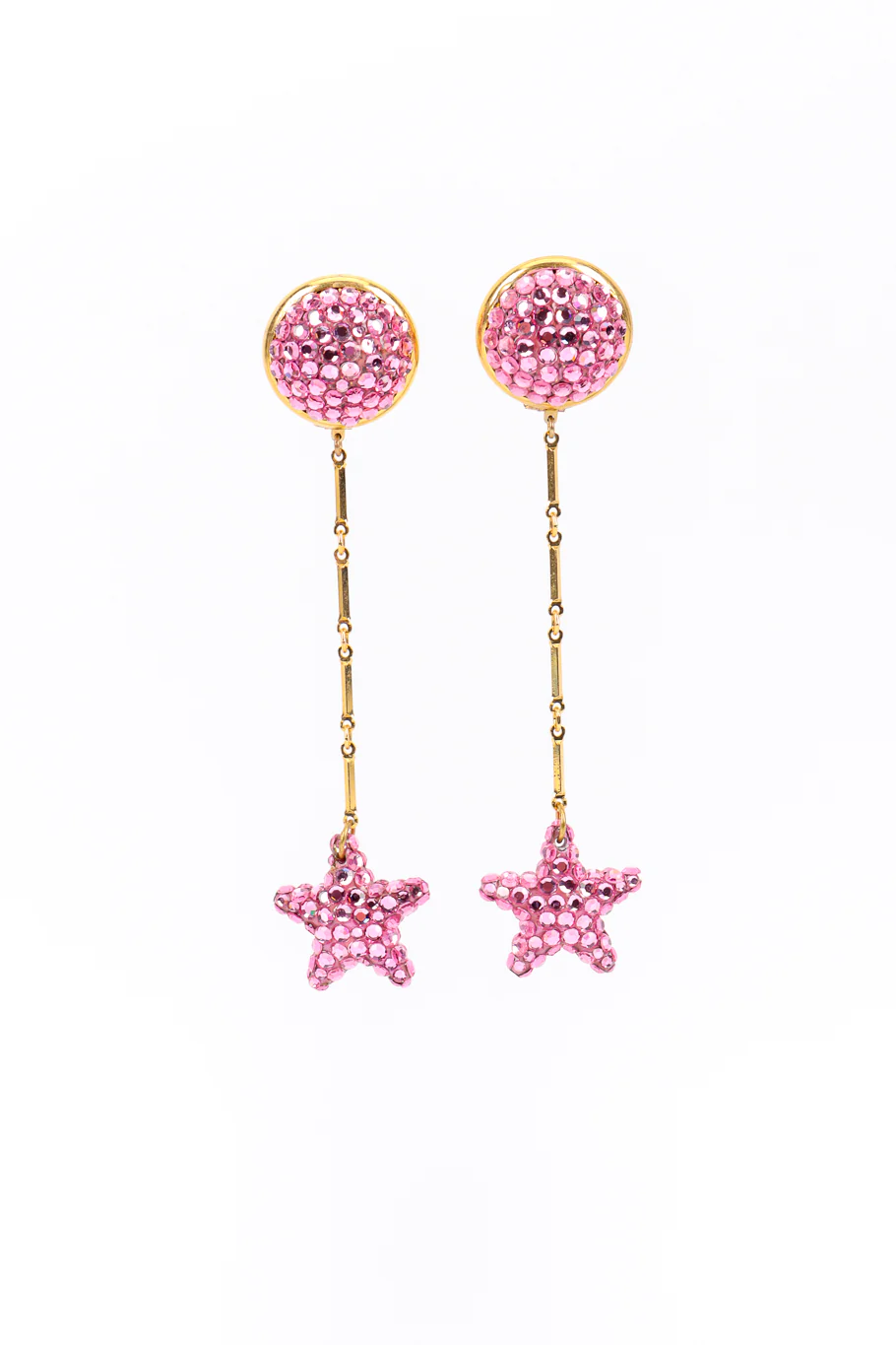 Long Crystal Star Drop Earrings