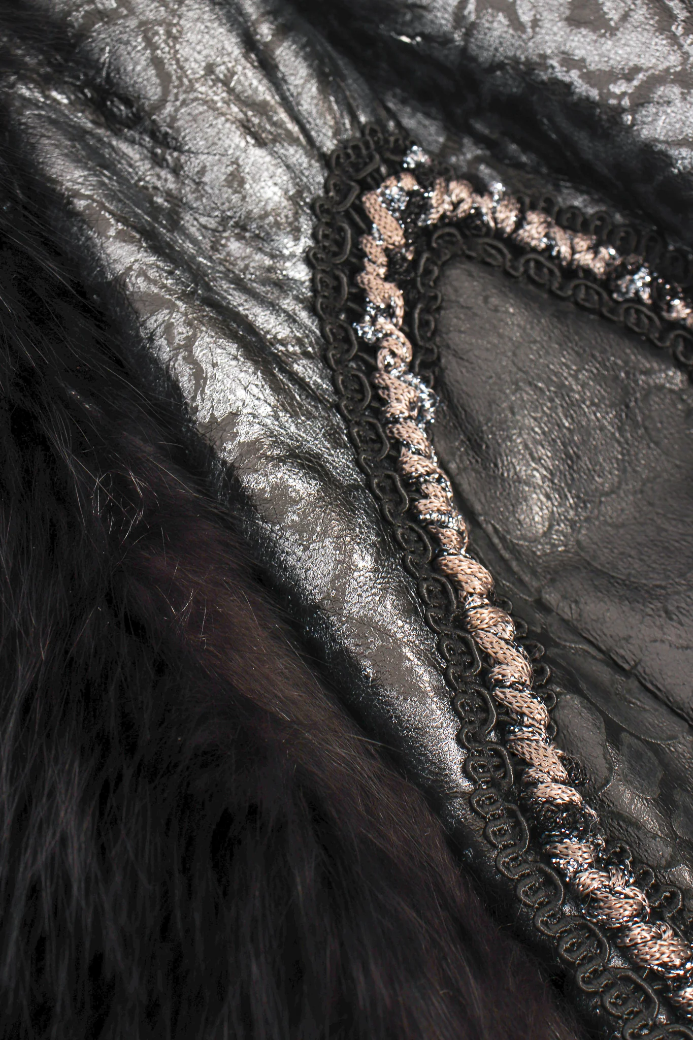 Long Leather & Fur Vest - Image 13