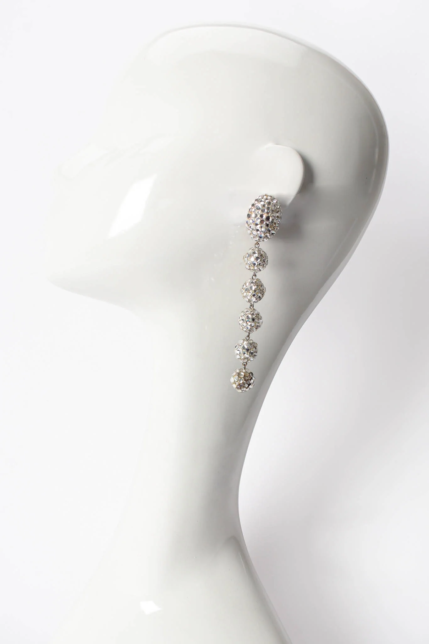 Long Rhinestone Ball Drop Earrings II - Image 2