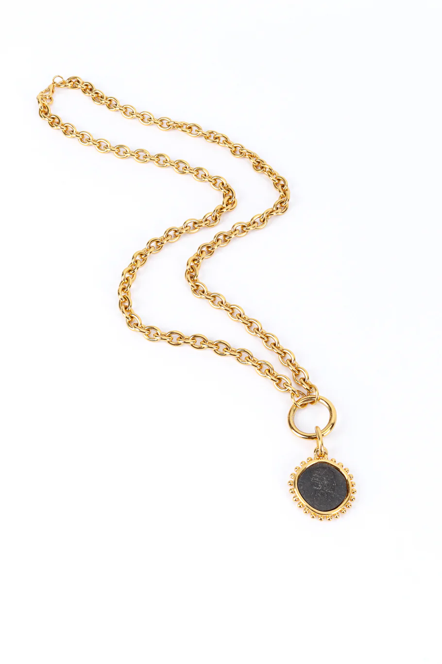 Long Roman Coin Pendant Necklace