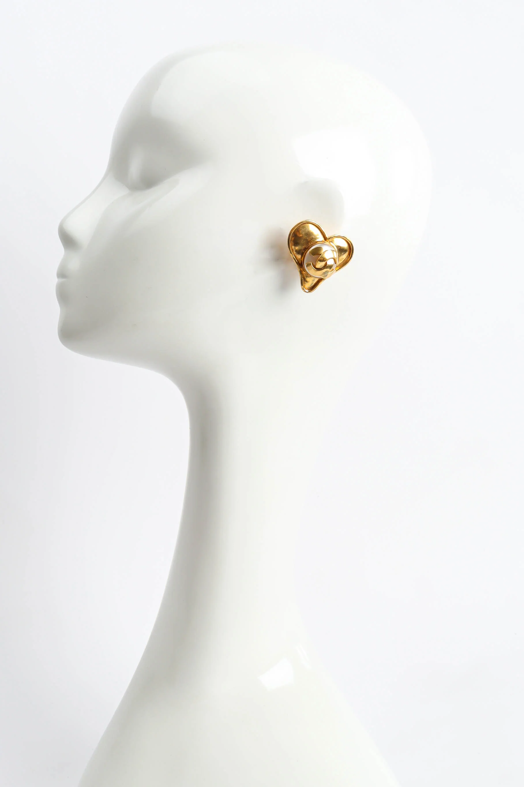 1995 Love CC Logo Pearl Earrings - Image 2