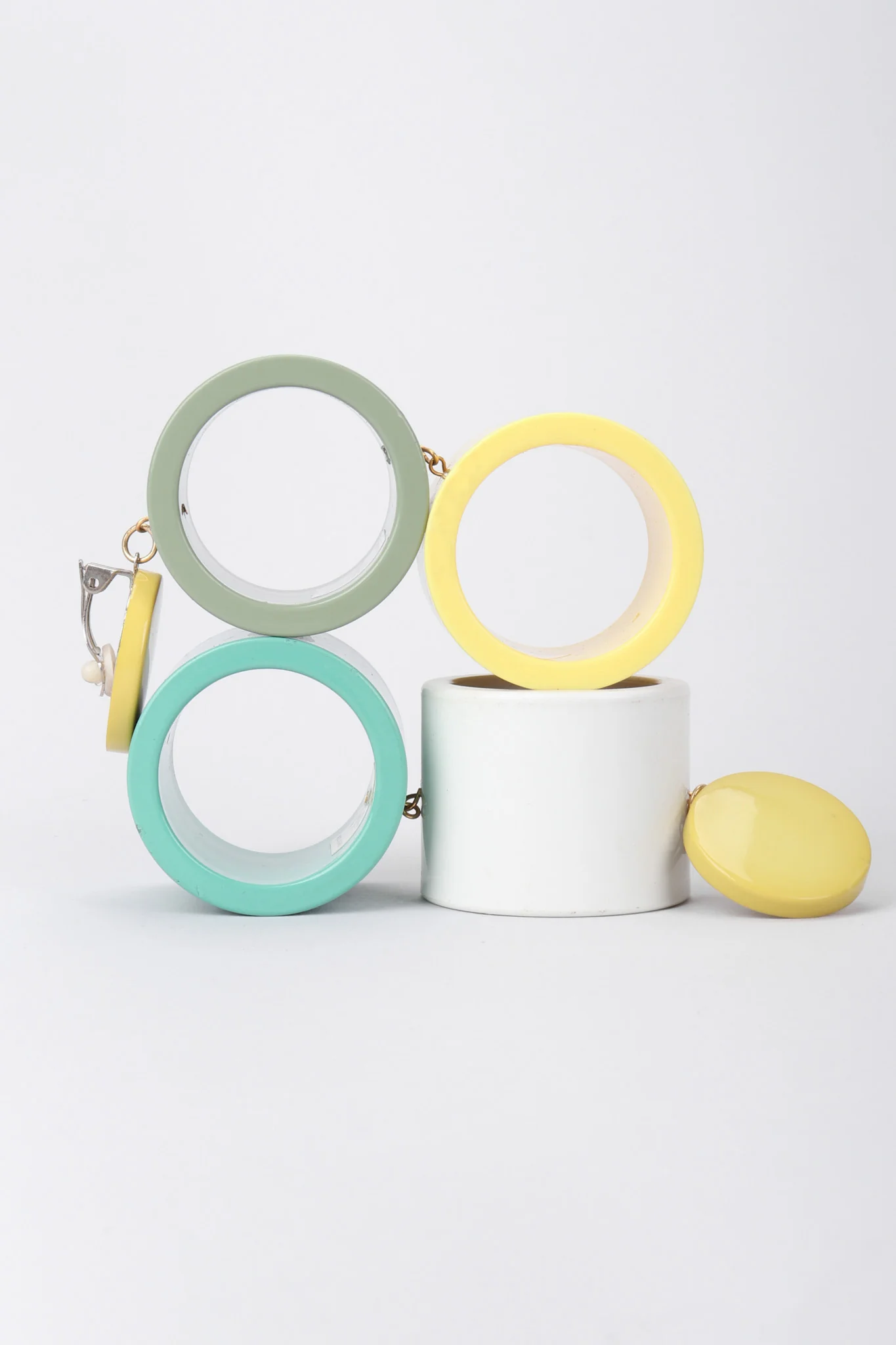 Lucite Colorblock Cylinder Earrings - Image 6