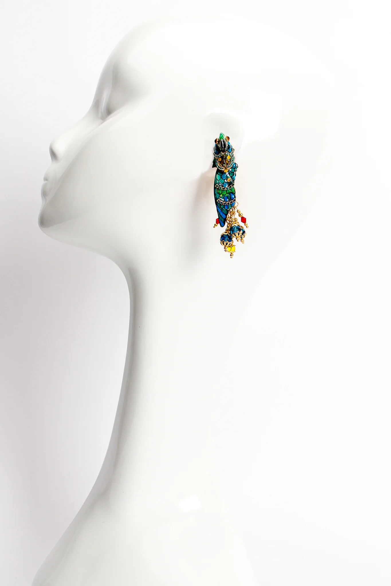 Macaw Parrot Bead Dangle Earrings - Image 3