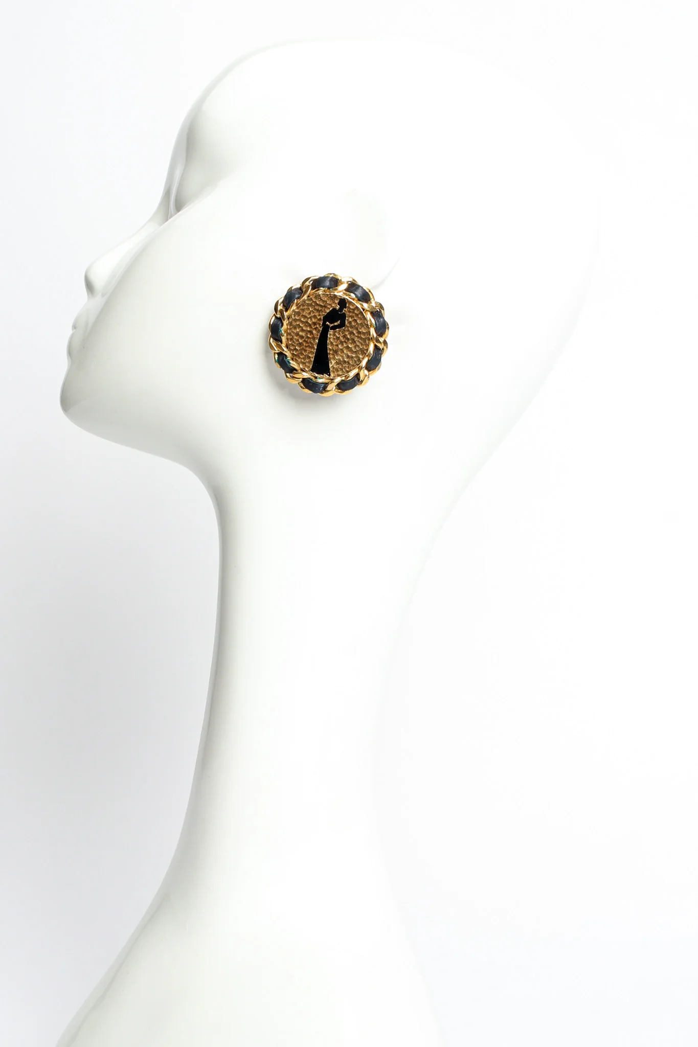 1987 Mademoiselle Silhouette Leather Earrings - Image 2