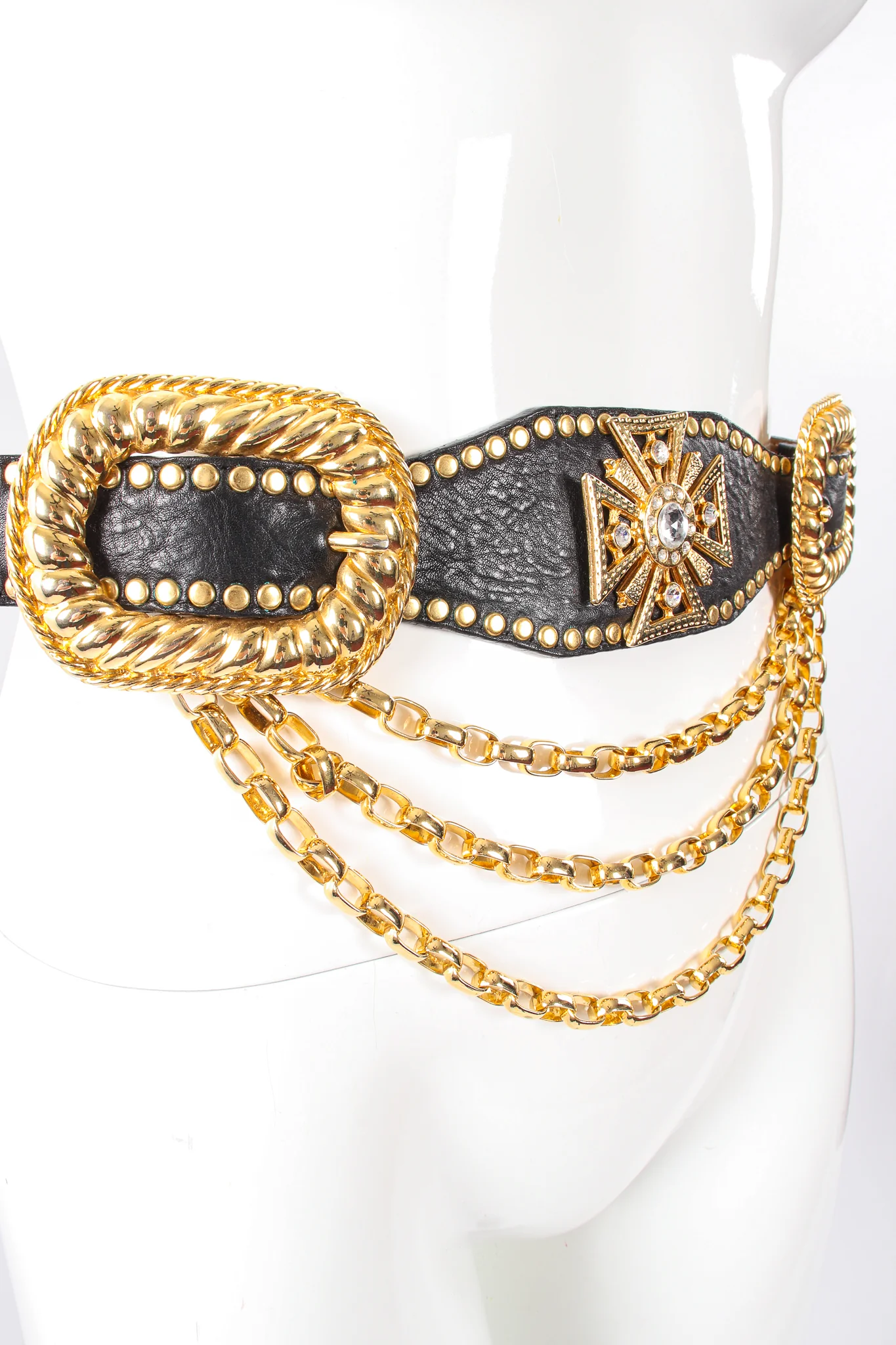 Maltese Cross Leather Chain Belt - Image 3