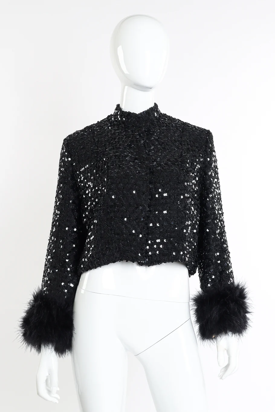 Marabou Cuff Sequin Jacket