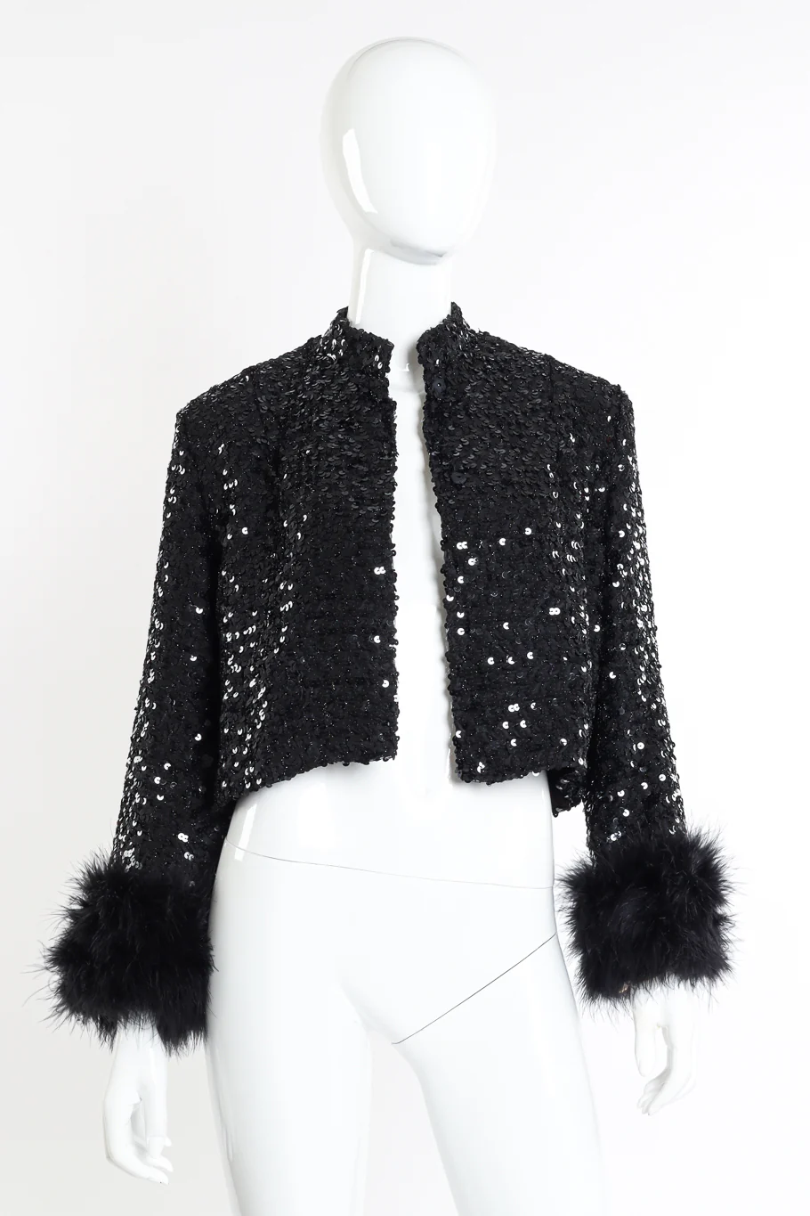 Marabou Cuff Sequin Jacket - Image 4