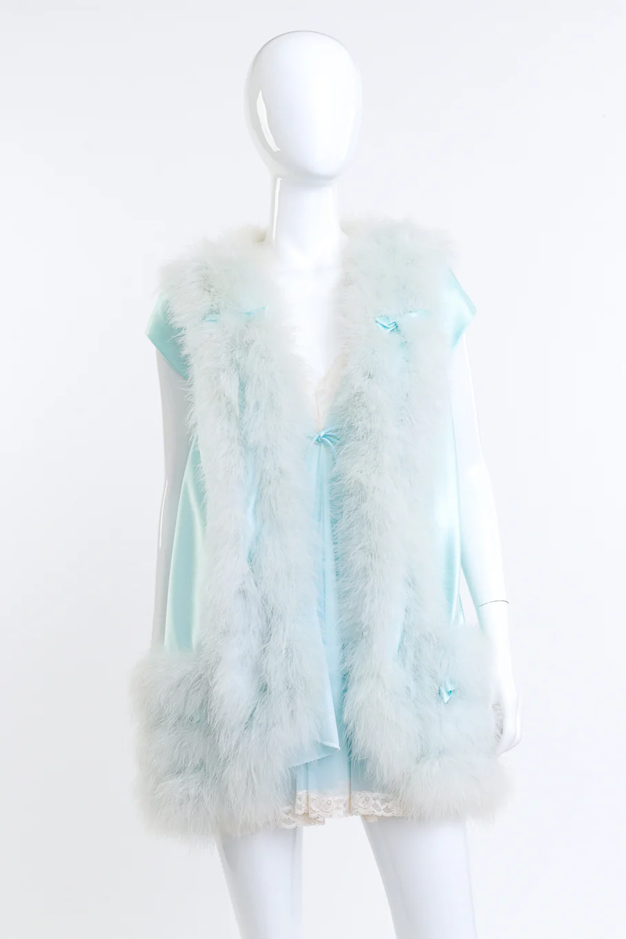 Marabou Trim Babydoll Peignoir Set