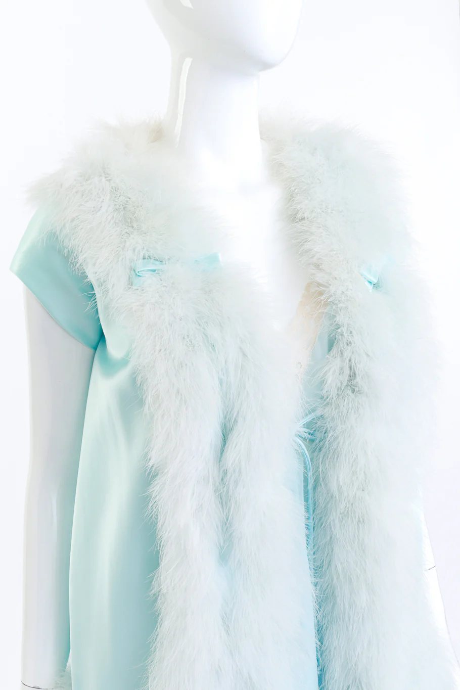 Marabou Trim Babydoll Peignoir Set - Image 4