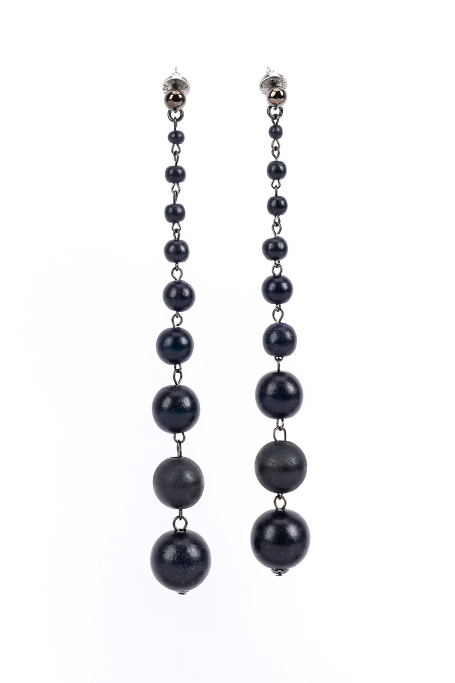 Matte Black Mod Bead Drop Earrings
