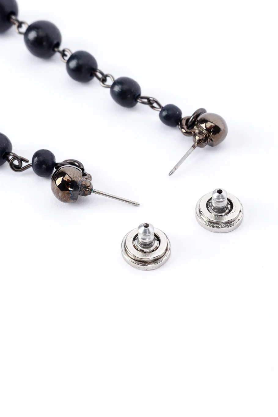 Matte Black Mod Bead Drop Earrings - Image 4
