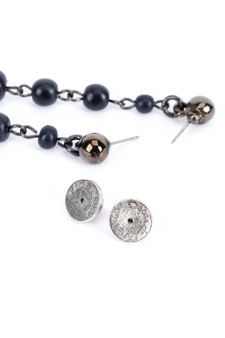 Matte Black Mod Bead Drop Earrings - Image 5